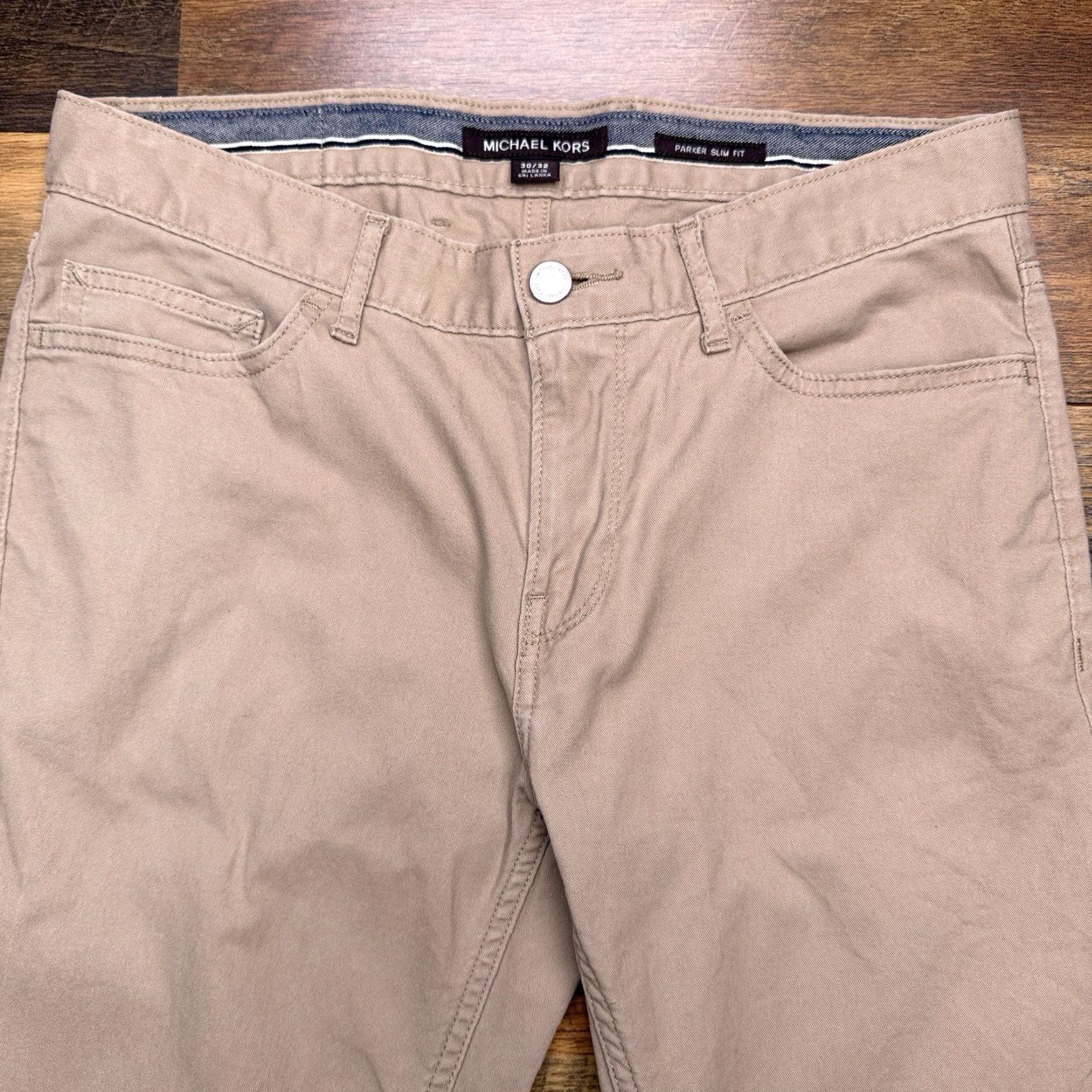 Michael Kors Michael Kors Parker Slim Fit Pants Mens 30x32 Chino Brown Twill Stretch Cotton Elastane Straight Leg 5-Pocket Button Zip Casual Wedding Renaissance? Size US 30 / EU 46 - 4 Thumbnail