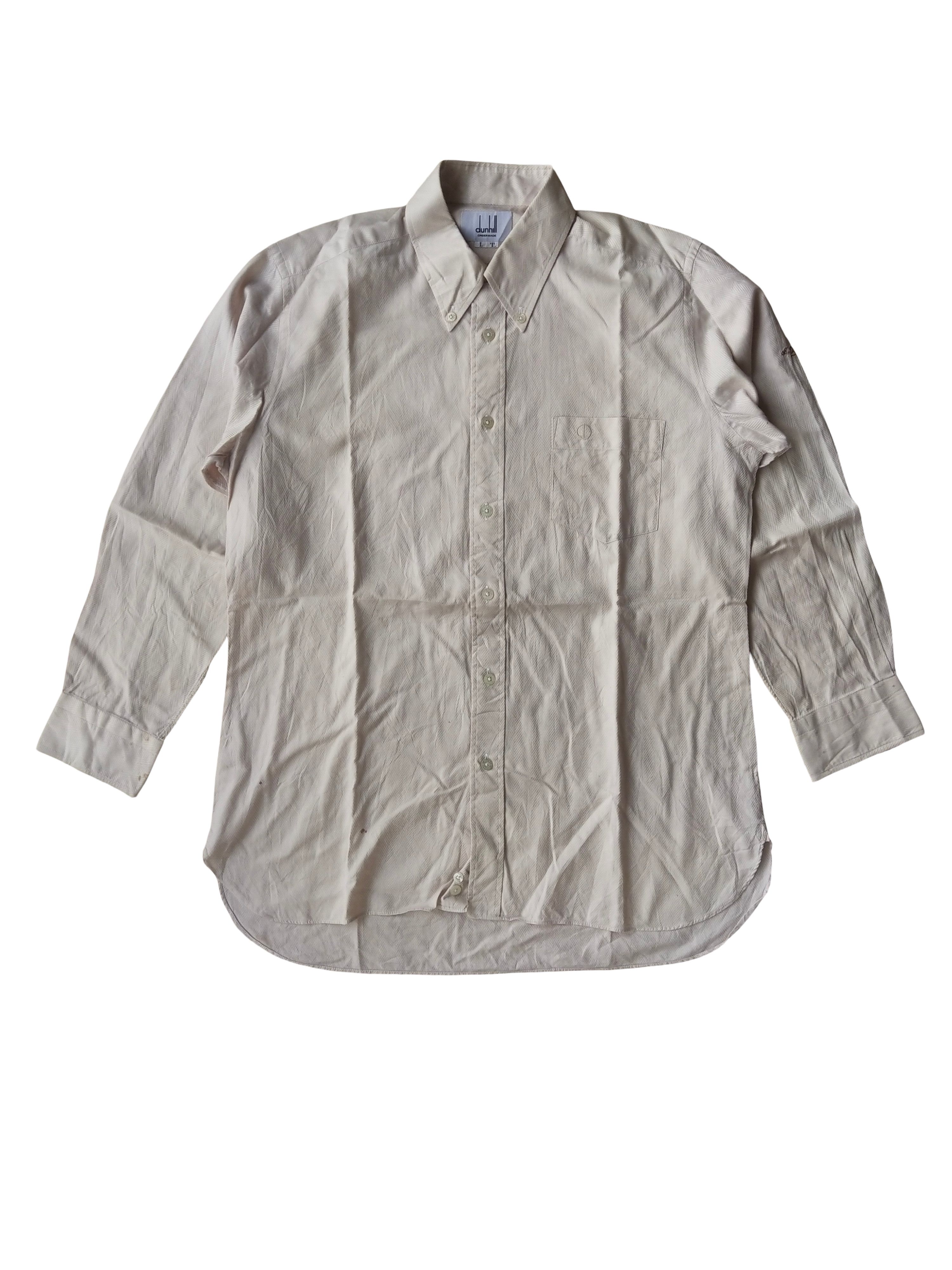 Alfred Dunhill Vintage Dunhill Japan Made Herringbone Cotton Shirt Size US L / EU 52-54 / 3 - 1 Thumbnail