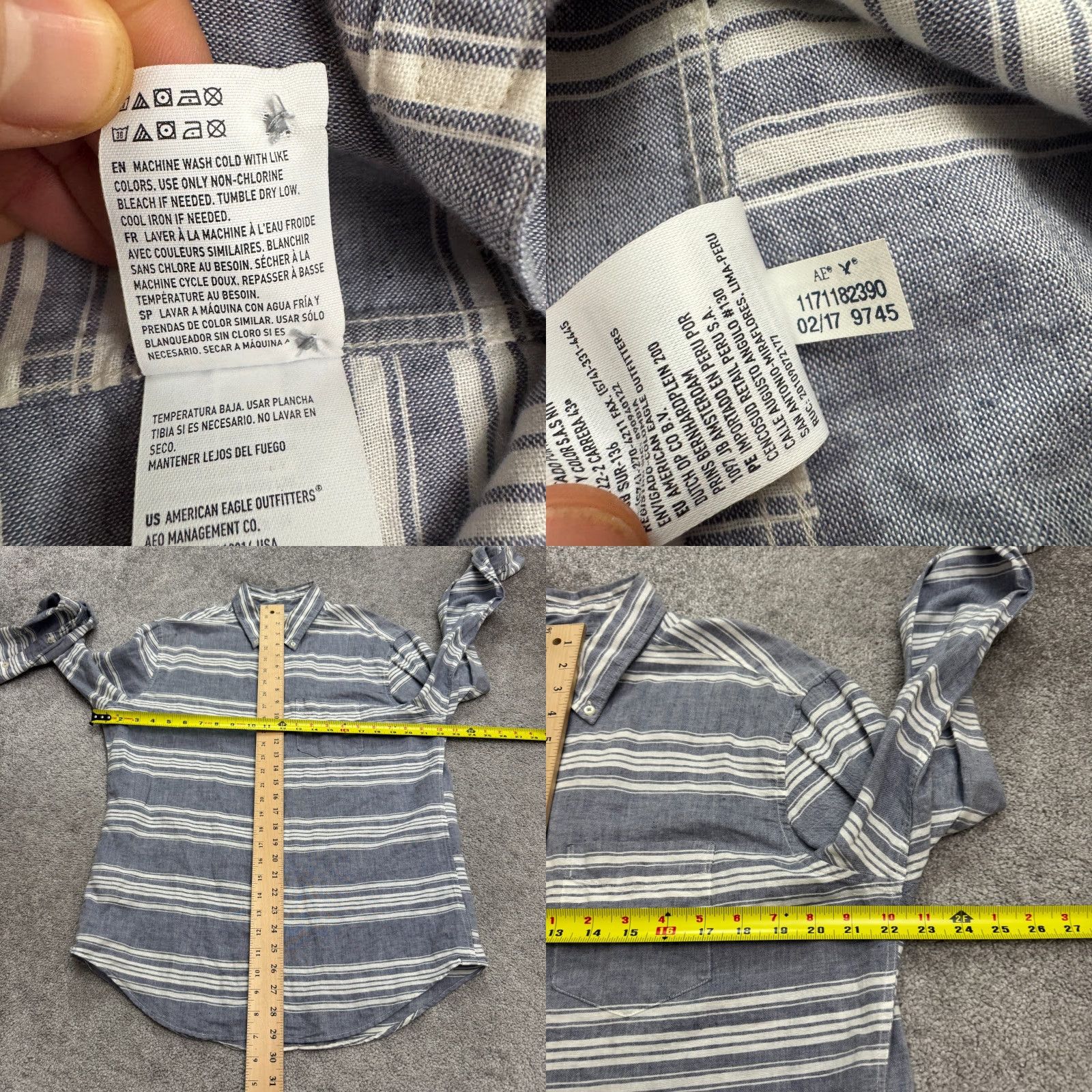 American Eagle Outfitters American Eagle Outfitters Button-Up Shirt Mens M Striped Blue White Linen Cotton Casual Classic 90s Outdoors Mens Size US M / EU 48-50 / 2 - 9 Thumbnail
