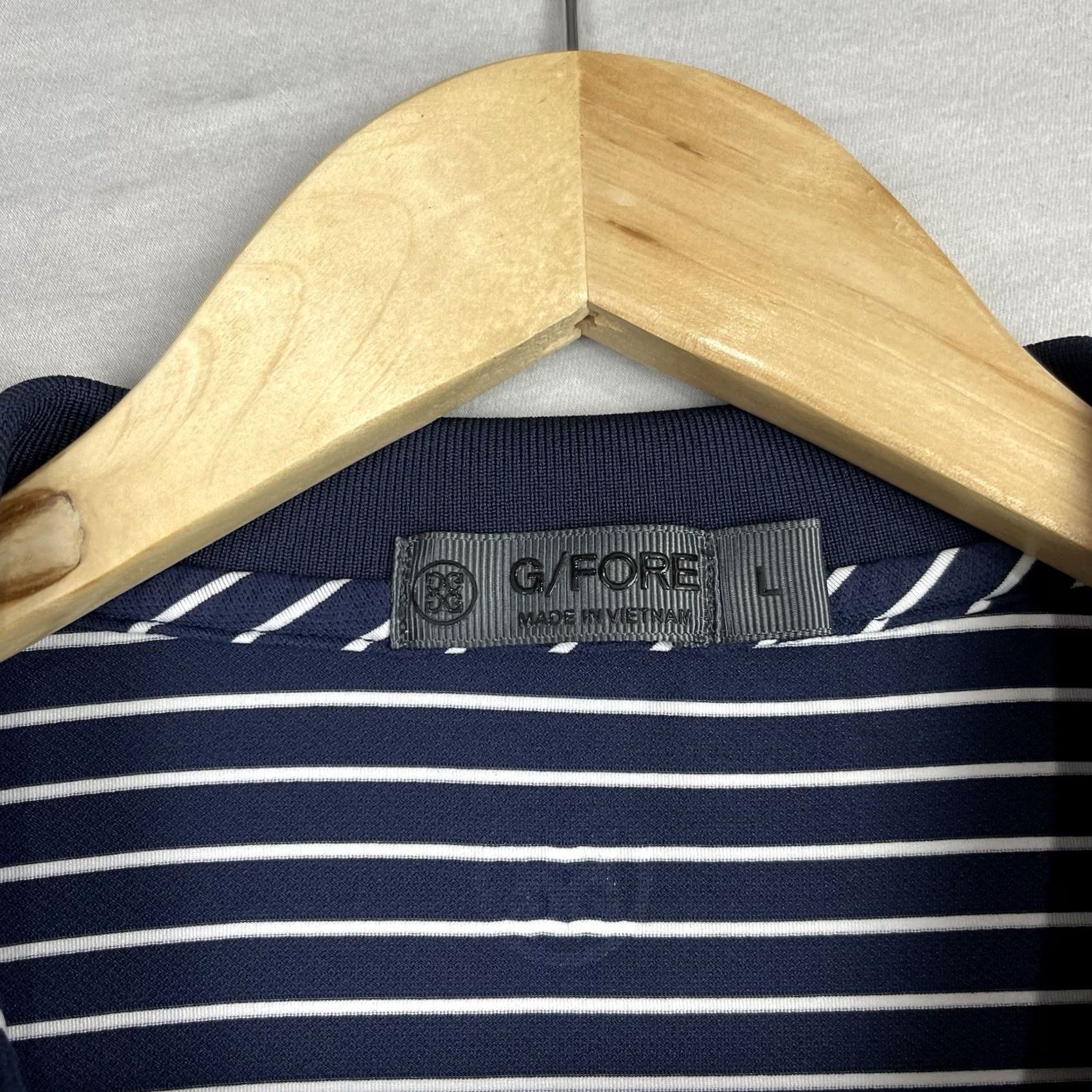 G/FORE G/Fore Shirt Polo Mens Large Navy Blue Striped Collared Stretch Button Up Golf Shirt Size US L / EU 52-54 / 3 - 3 Thumbnail