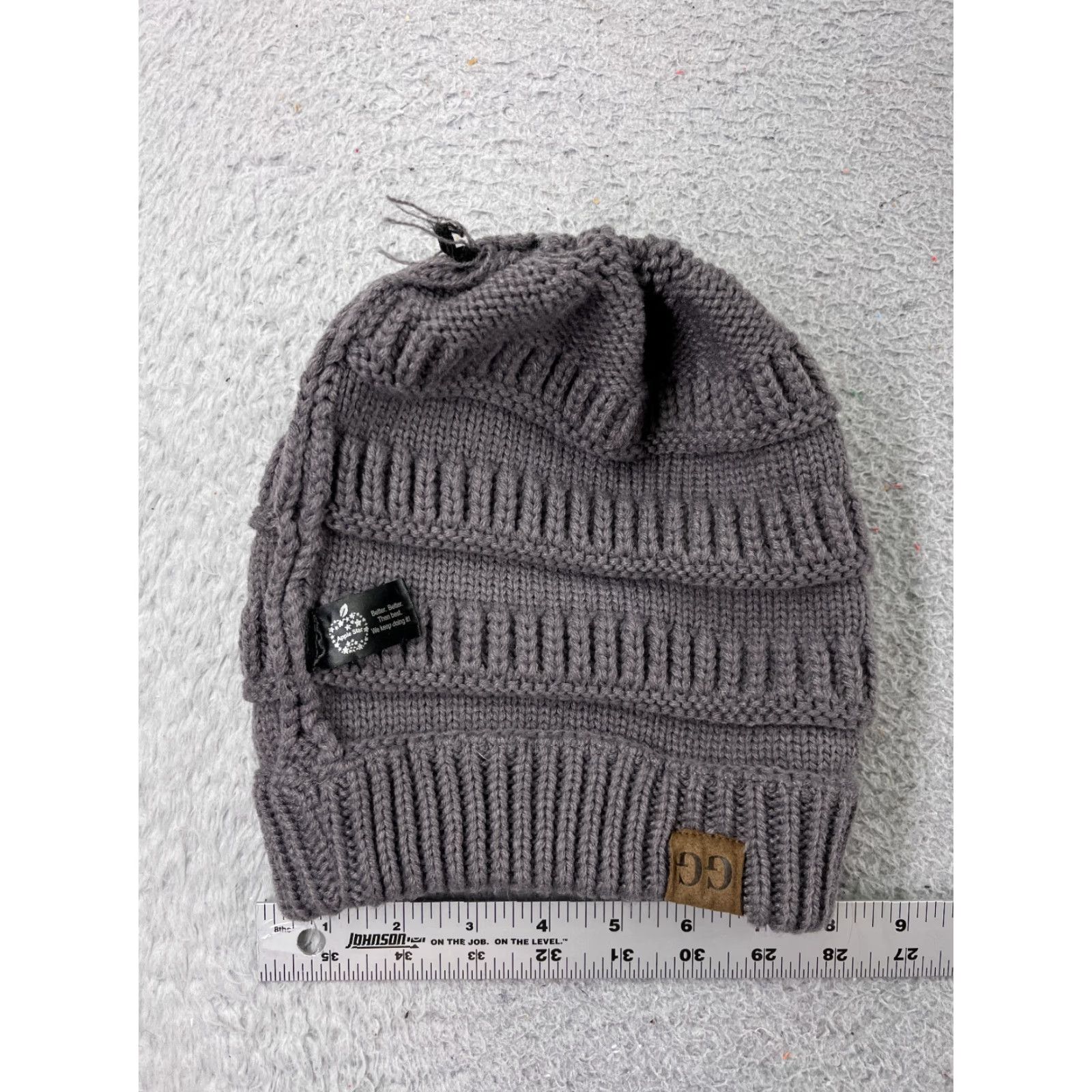 Apple Apple Star Slouch Beanie Toque Hat Womens One Size Gray Knit Acrylic Winter Ski Size ONE SIZE - 4 Thumbnail