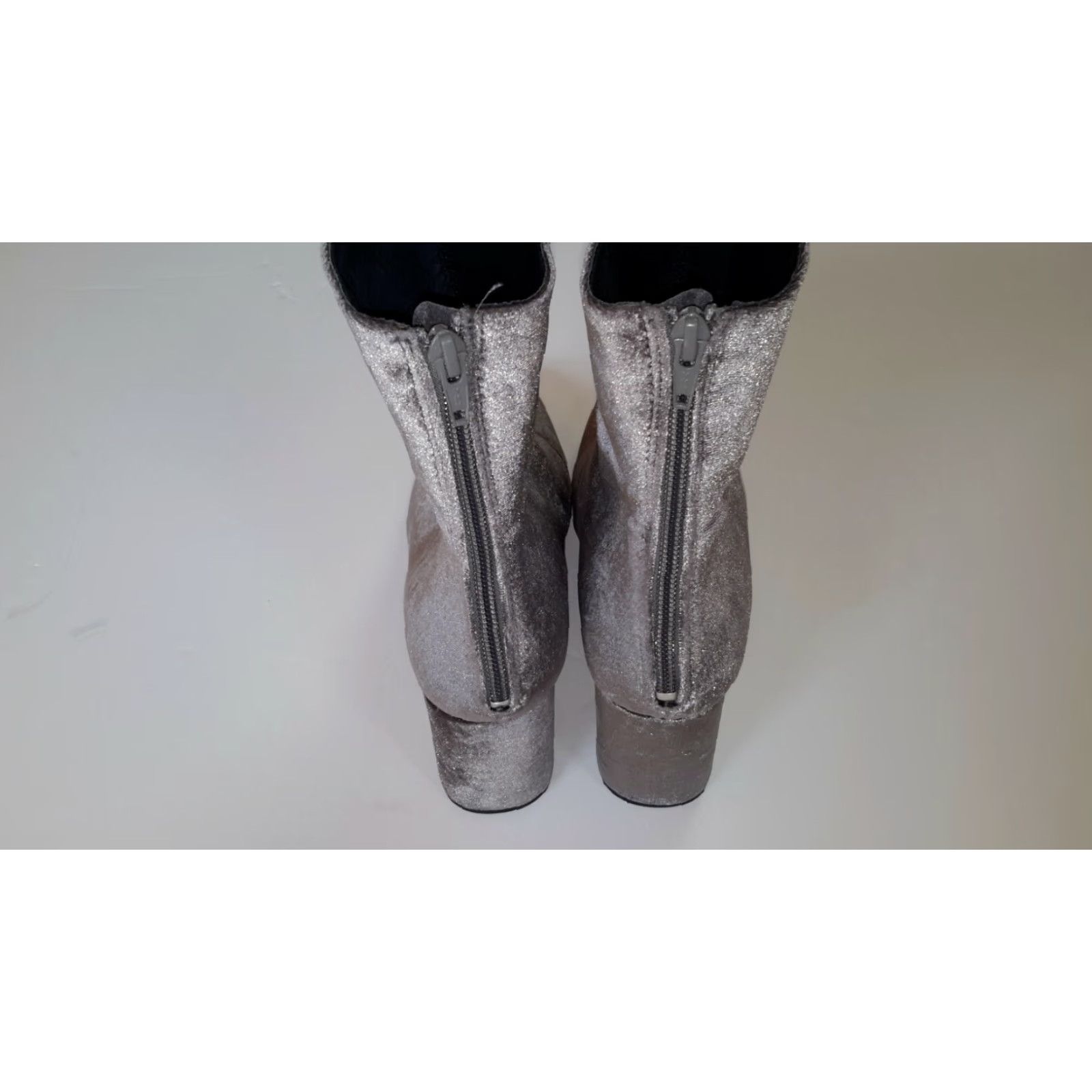 Free People Free People Boots Ankle 7.5 Velvet Cecile Block Heel Gray/Silver Women Size US 8 / IT 38 - 5 Thumbnail