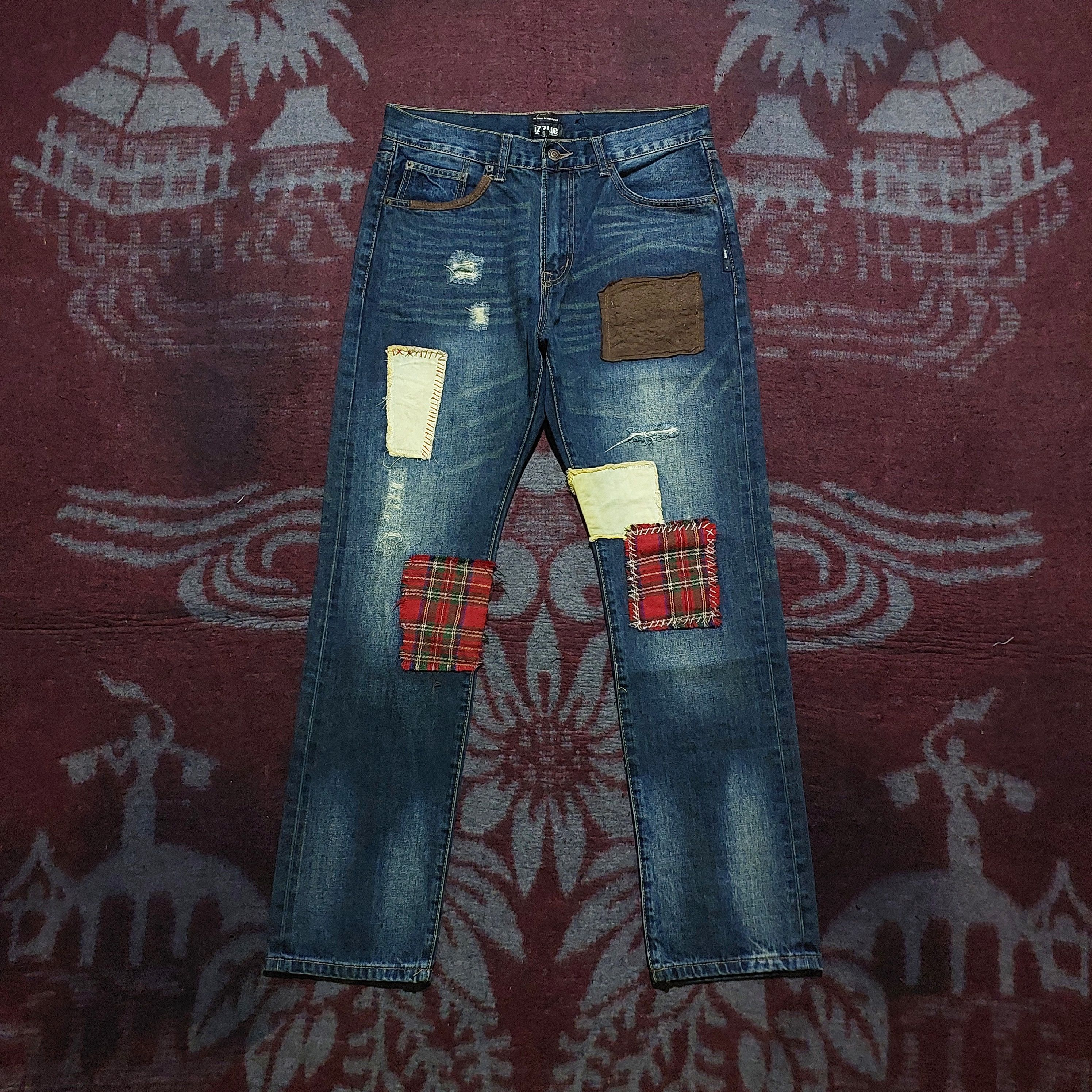 izzue Izzue Japan patchwork blue denim Size US 33 - 1 Thumbnail