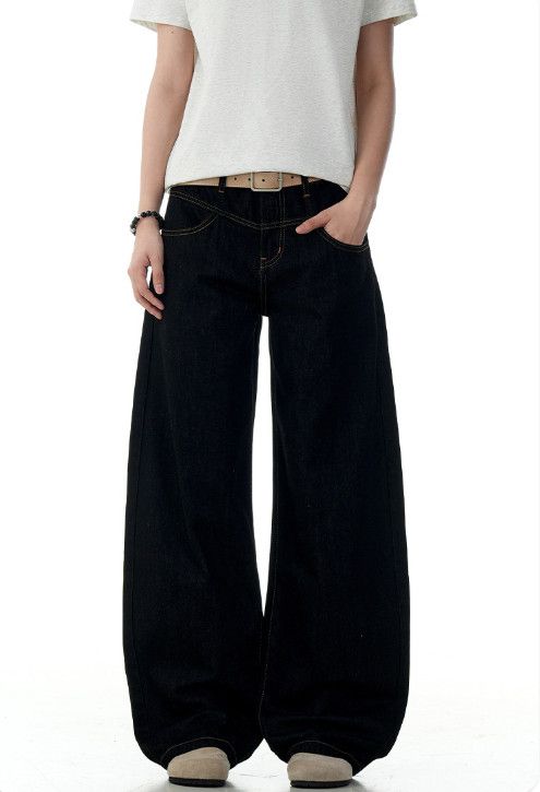 Jean American black men's retro wide-leg casual scimitar jeans Size US 32 / EU 48 - 3 Thumbnail