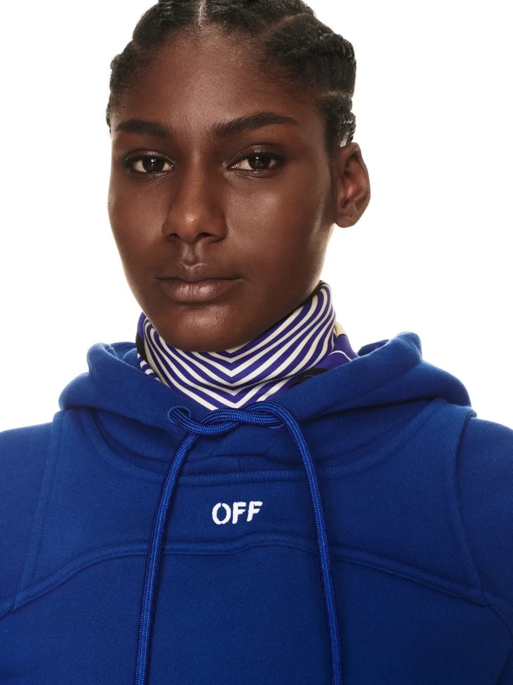 Off-White o1mle0425 Off Stamp Round Crop Hoodie in Blue Size S / US 4 / IT 40 - 3 Thumbnail