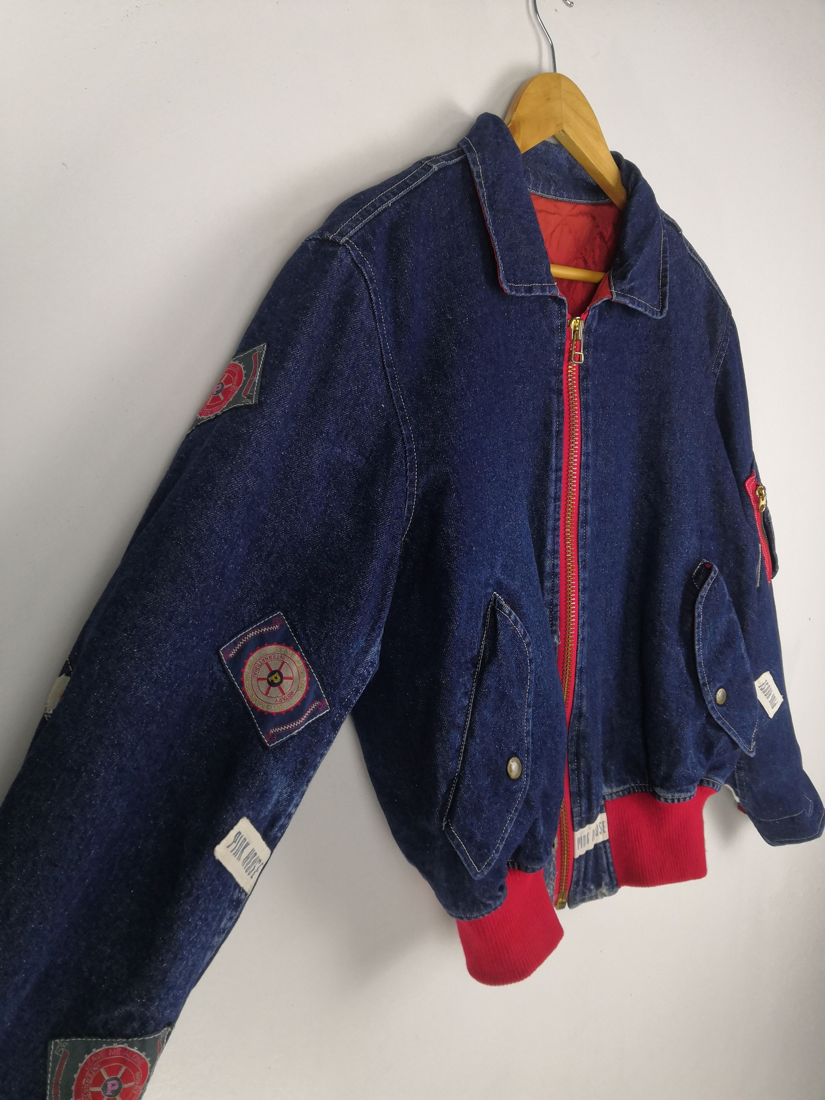 Pink House Vintage 90s Pink House Bomber Jacket Puffer Denim Patchwork Size US M / EU 48-50 / 2 - 4 Thumbnail