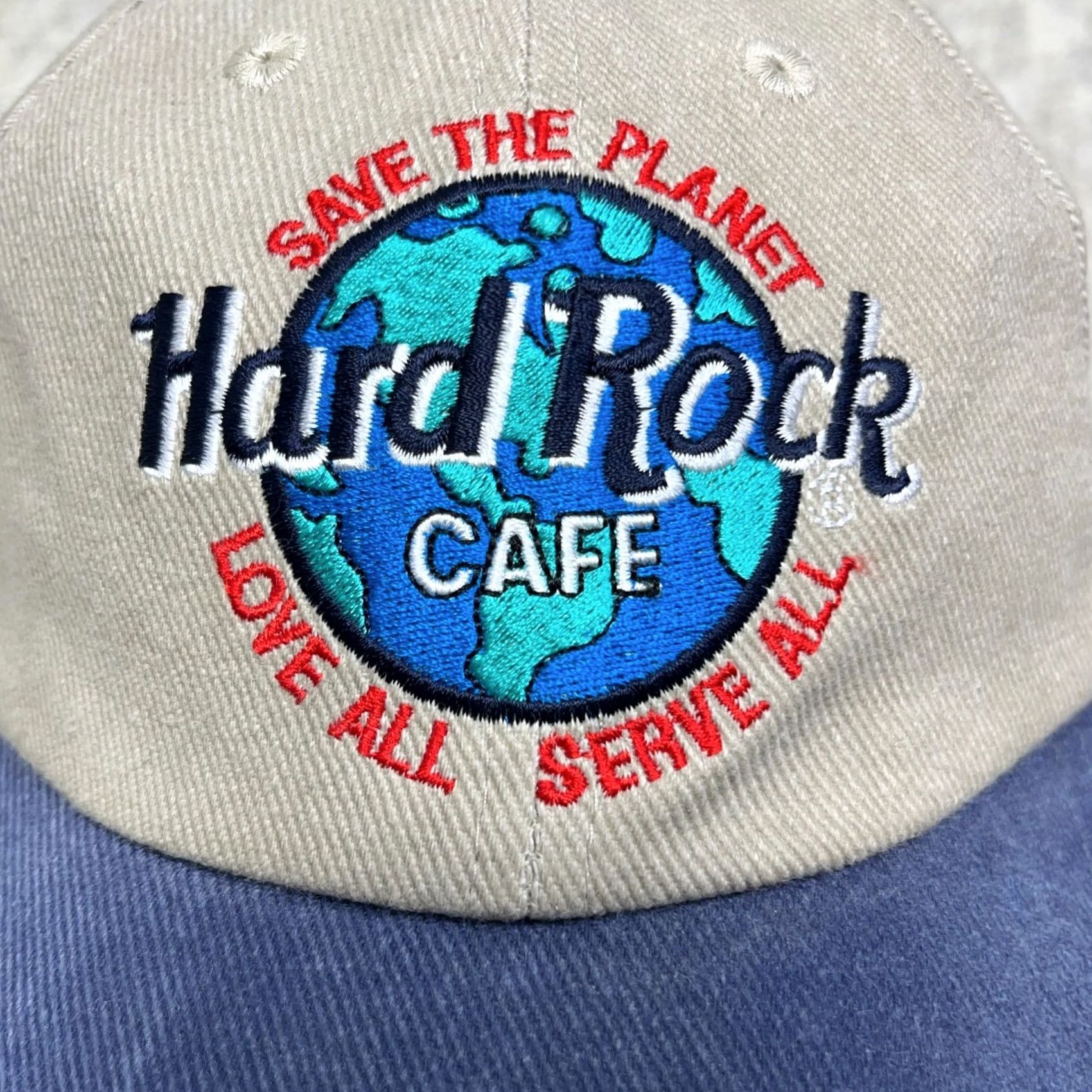 Hard Rock Cafe VINTAGE Hard Rock Cafe Hat Cap Snapback Adult Paris France Blockhead Tan Blue Size ONE SIZE - 3 Thumbnail