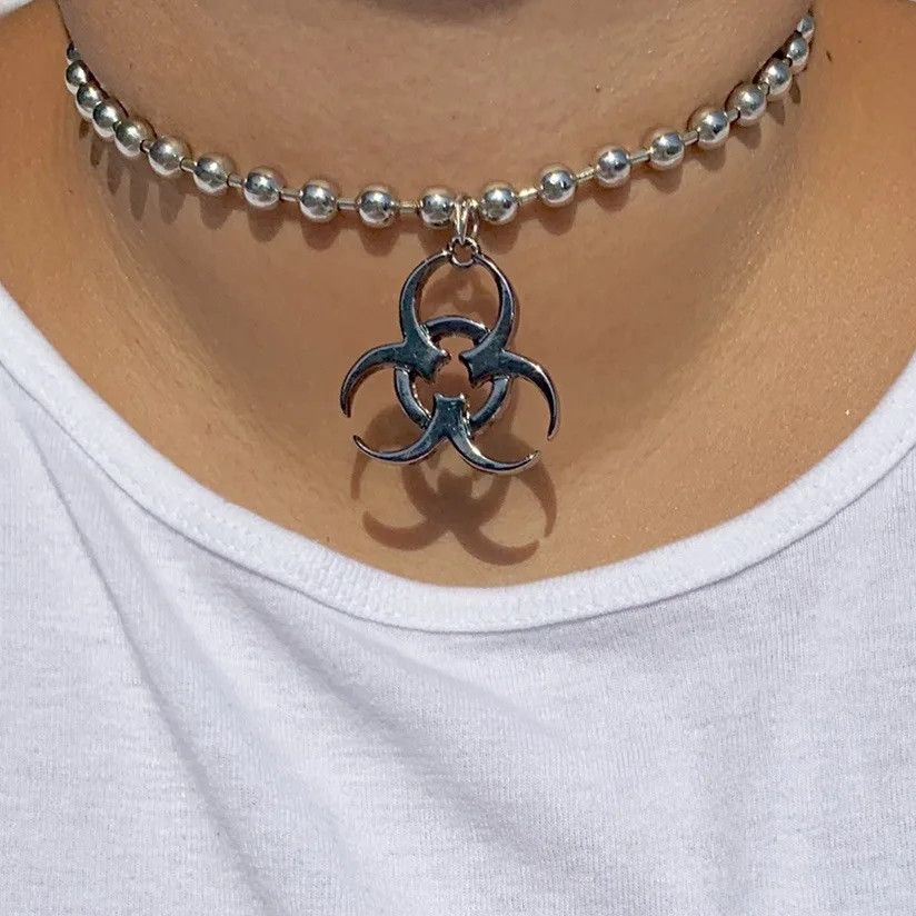 Jewelry Biohazard Symbol Chain Necklace Street Punk Size ONE SIZE - 1 Thumbnail