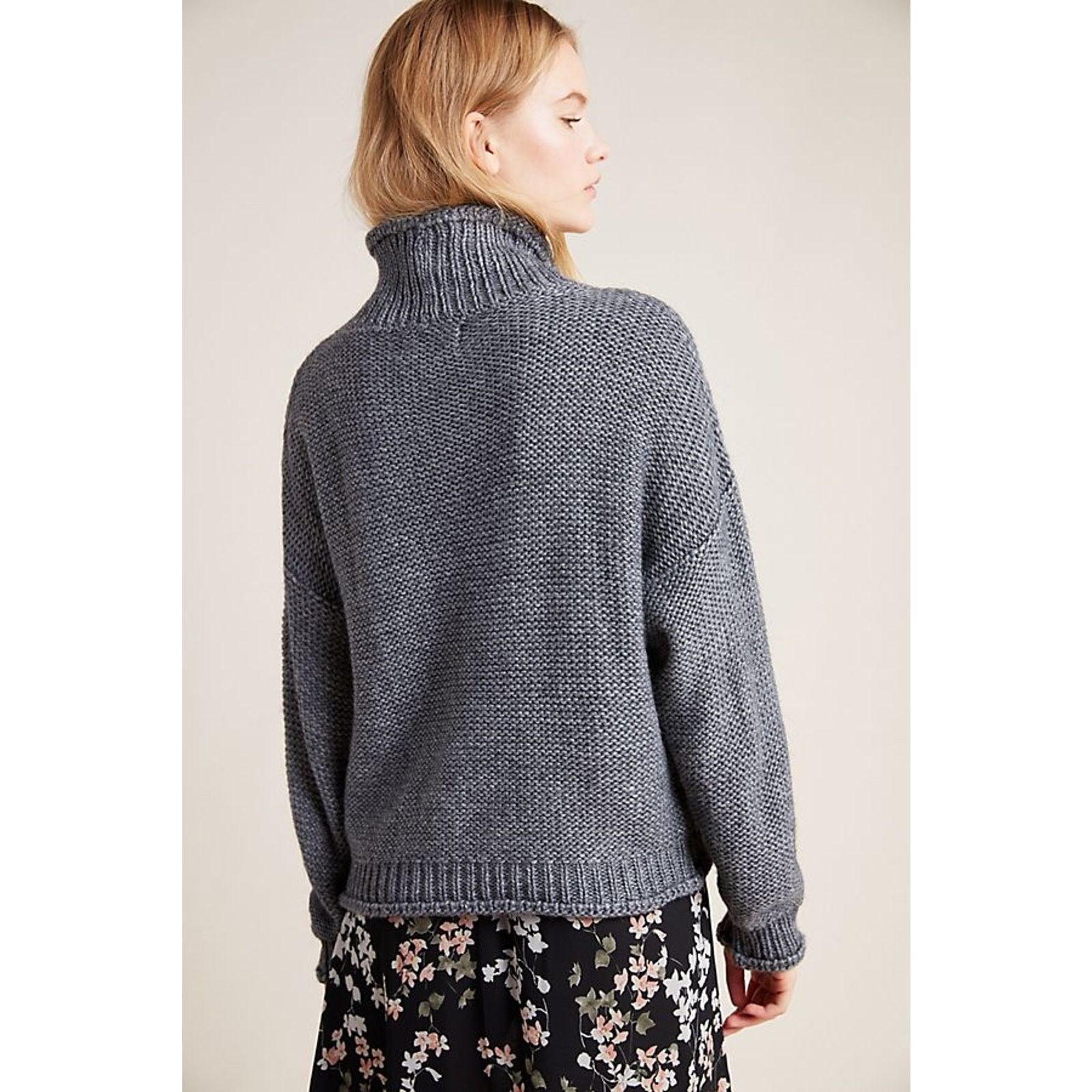 Anthropologie Anthropologie Lottie Sweater Grey Turtleneck Chunky Knit Size XL / US 12-14 / IT 48-50 - 10 Thumbnail