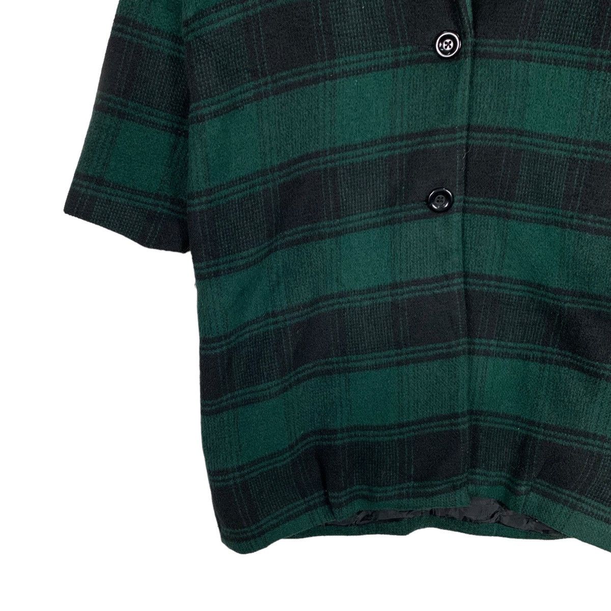 Japanese Brand WORLD WIDE LOVE Green Black Checked Wool Long Coat #1130-C52 Size S / US 4 / IT 40 - 4 Thumbnail