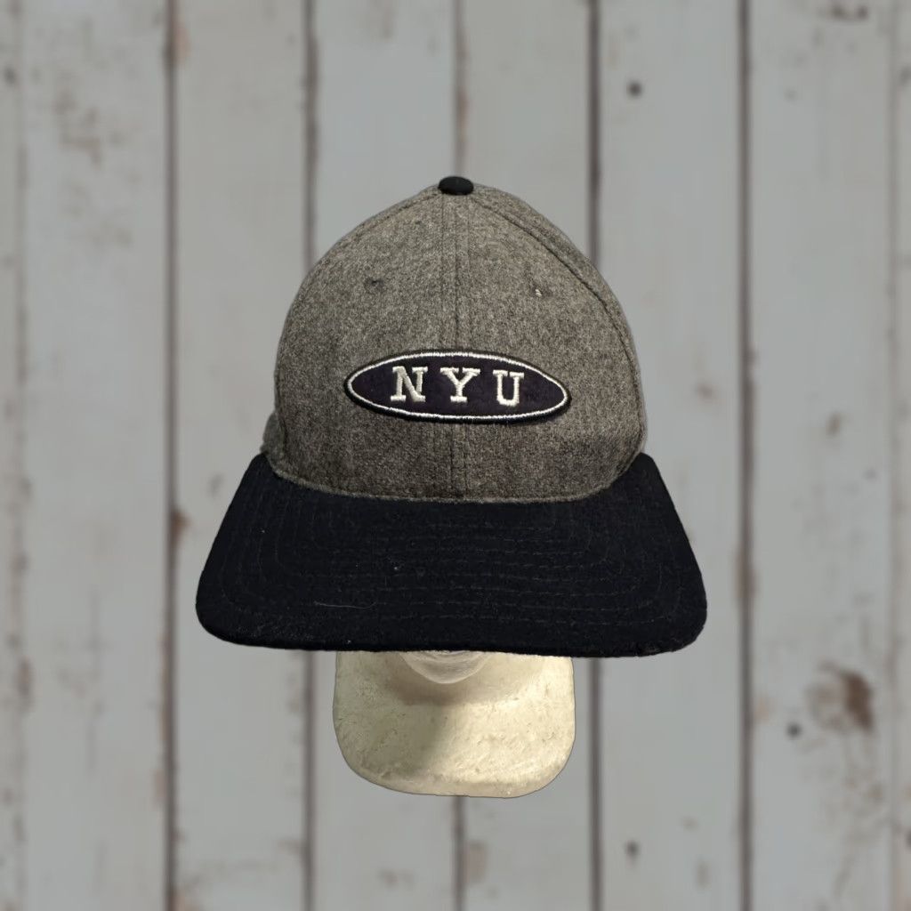 Vintage VINTAGE 1990s NYU Hat Cap Snapback Adjustable Made In USA Legacy Athletics Grey/blue Cotton/Wool Cap Mens Size ONE SIZE - 1 Thumbnail