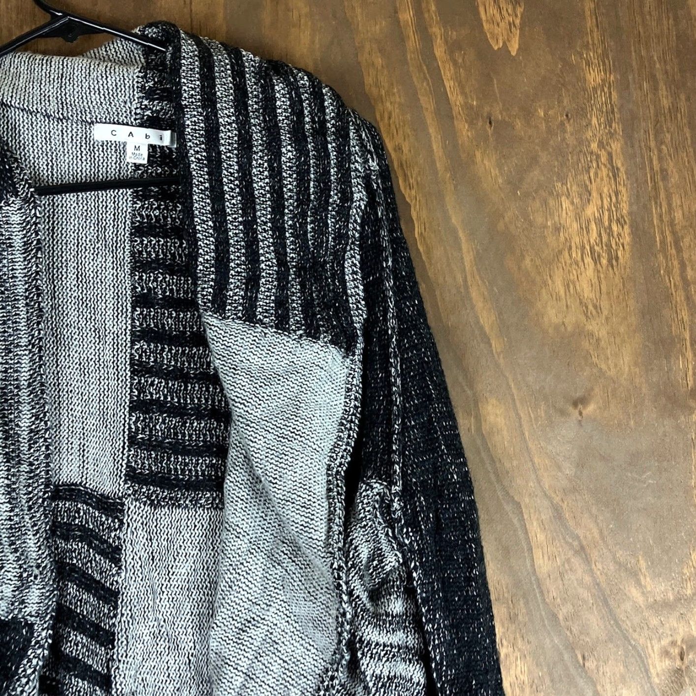 Vintage Cabi Womens Sweater Black Gray Open Front Cardigan Patchwork #483 Medium Cardigan, Sweater, Open Front, Patchwork, Black, Gray, M, Womens Size M / US 6-8 / IT 42-44 - 5 Thumbnail