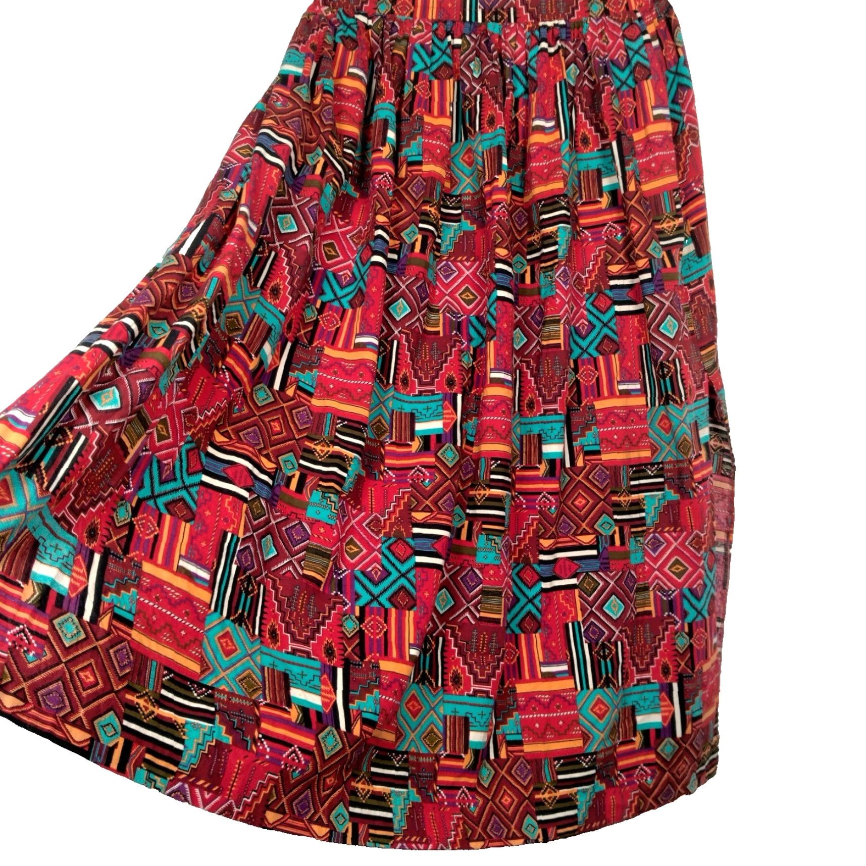 Native VINTAGE McCalls Women’s Maxi Skirt Long Patchwork Native Southwestern Geometric Casual Fall Spring Summer Winter Size 28" / US 6 / IT 42 - 2 Thumbnail