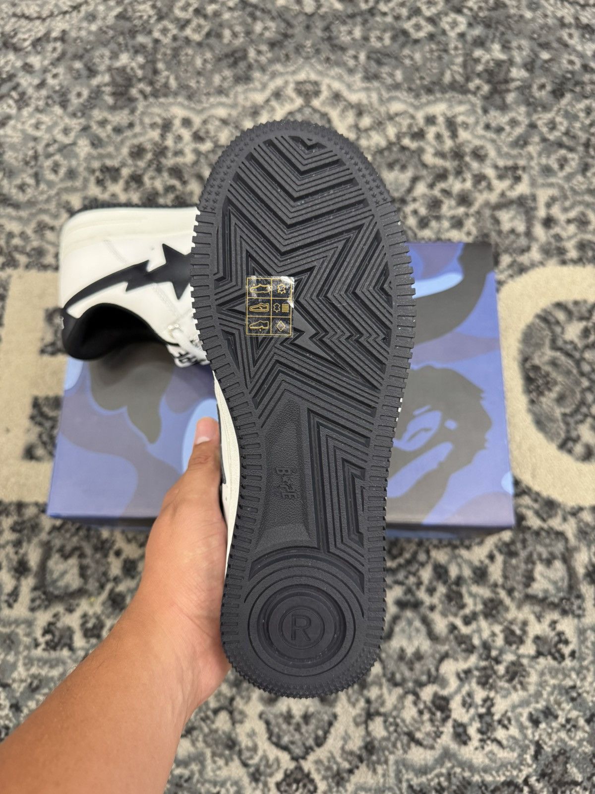 Bape × JJJJound JJJJound A Bathing Ape Bapesta White/Navy FAST SHIPPING Size US 5 / EU 37 - 6 Thumbnail