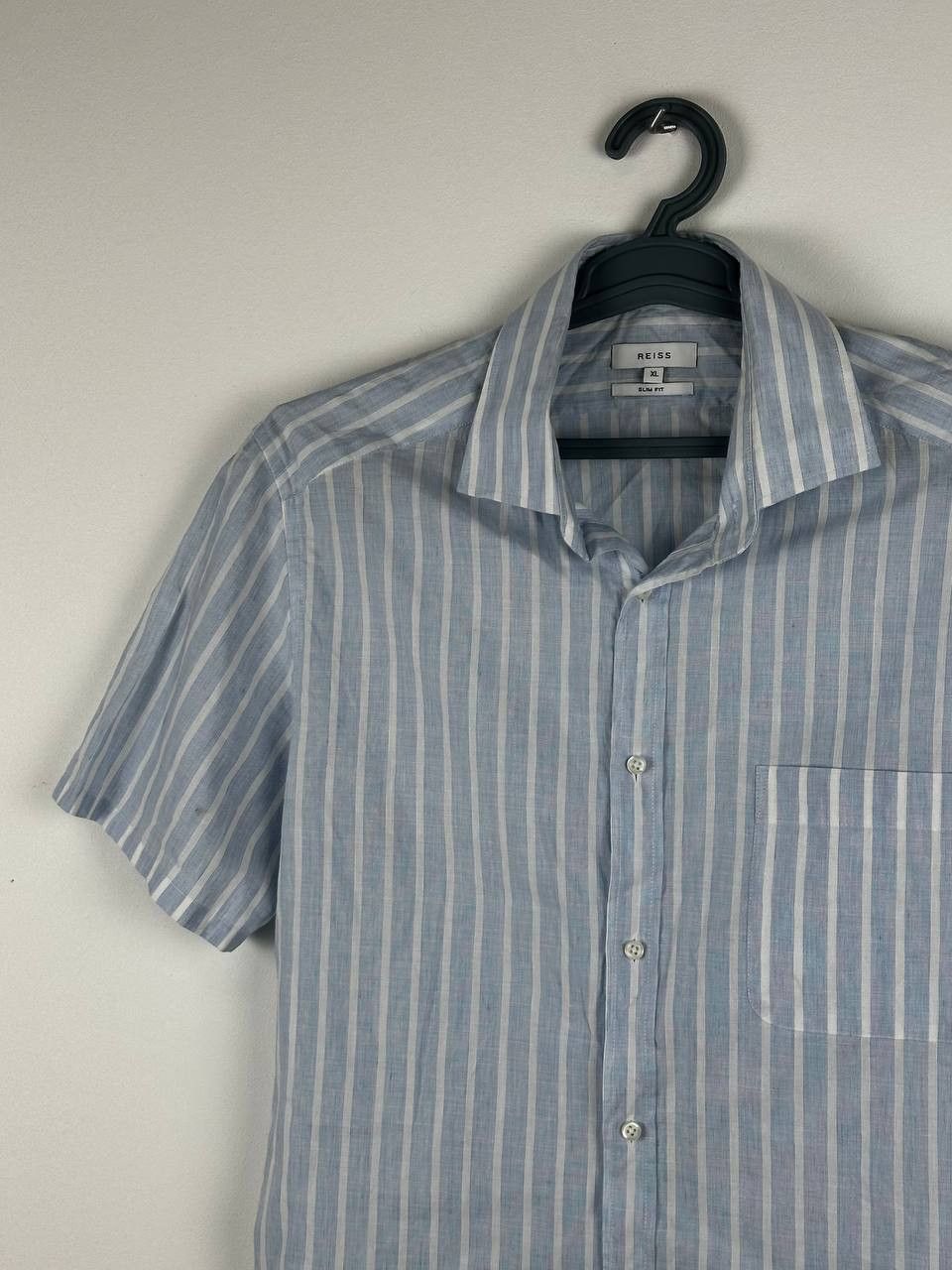 Reiss Reiss Linen Blend Camp Collar Striped Short Sleeve Shirt Size US XL / EU 56 / 4 - 1 Thumbnail