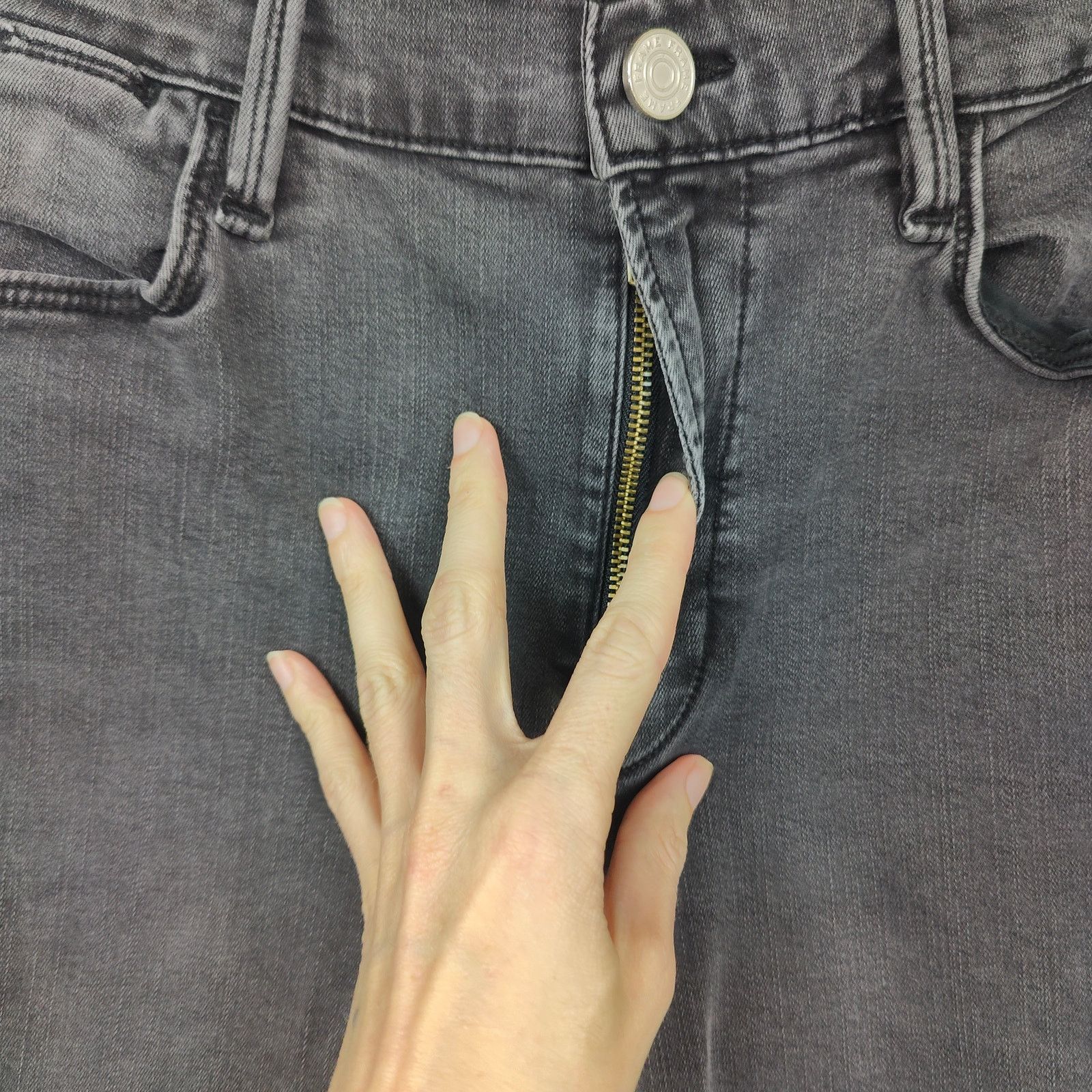 Frame Frame Le High Flare Jeans Womens 32 Gray Wash Raw Hem Size 32" / US 10 / IT 46 - 3 Thumbnail
