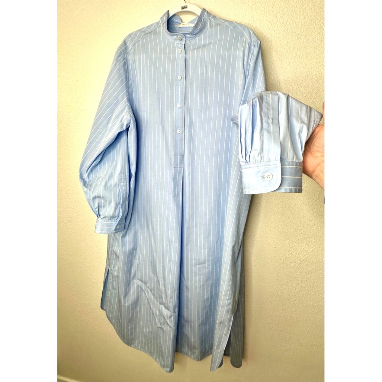 The Row NWT The Row Karl Blue & White Stripe Long Sleeve Shirt Dress Size L / US 10 / IT 46 - 14 Thumbnail