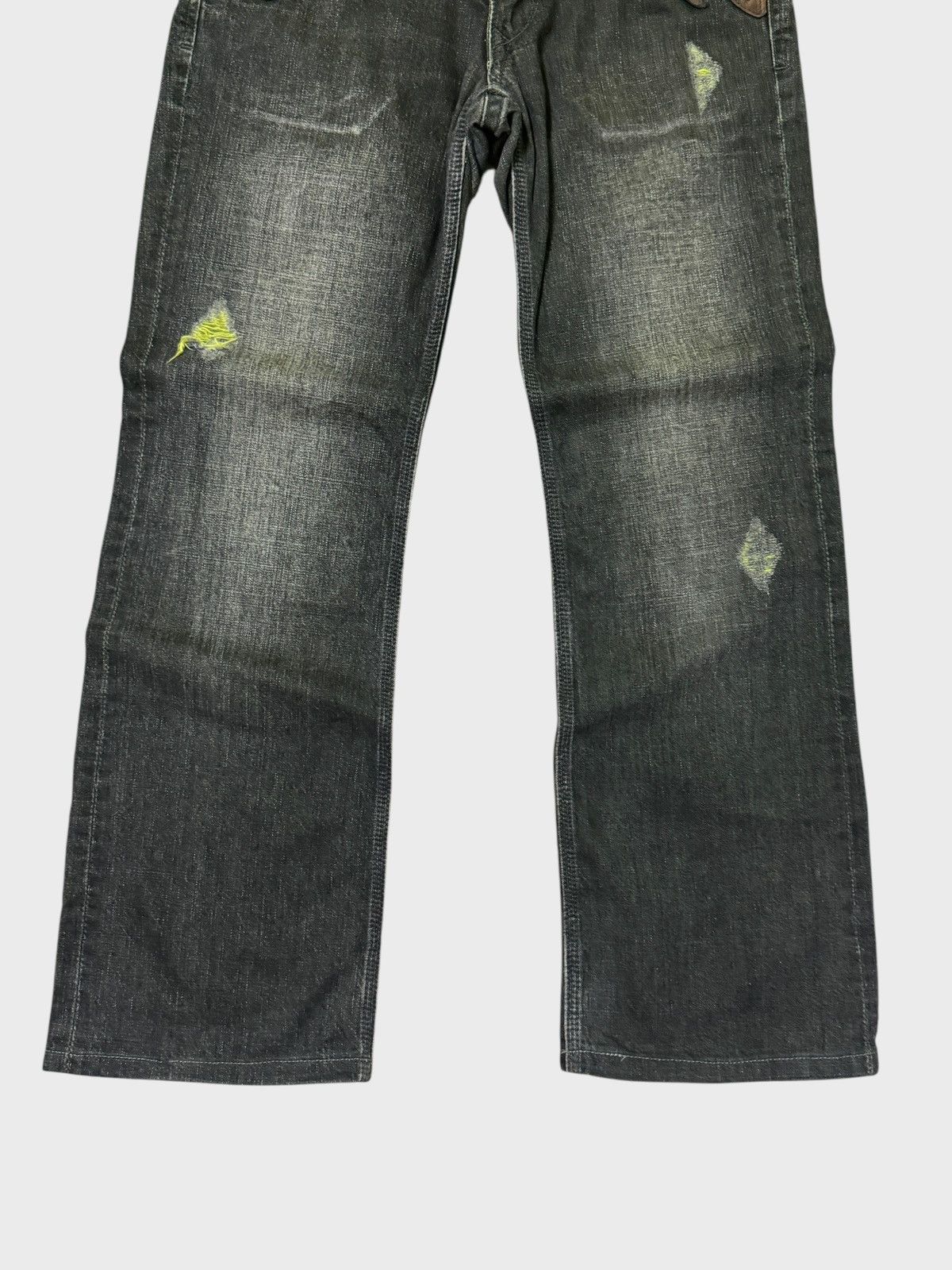 5351 POUR LES HOMMES FLARED NICOLE CLUB FOR MEN DISTRESSED WITH LEATHER DENIM Size US 32 / EU 48 - 6 Thumbnail