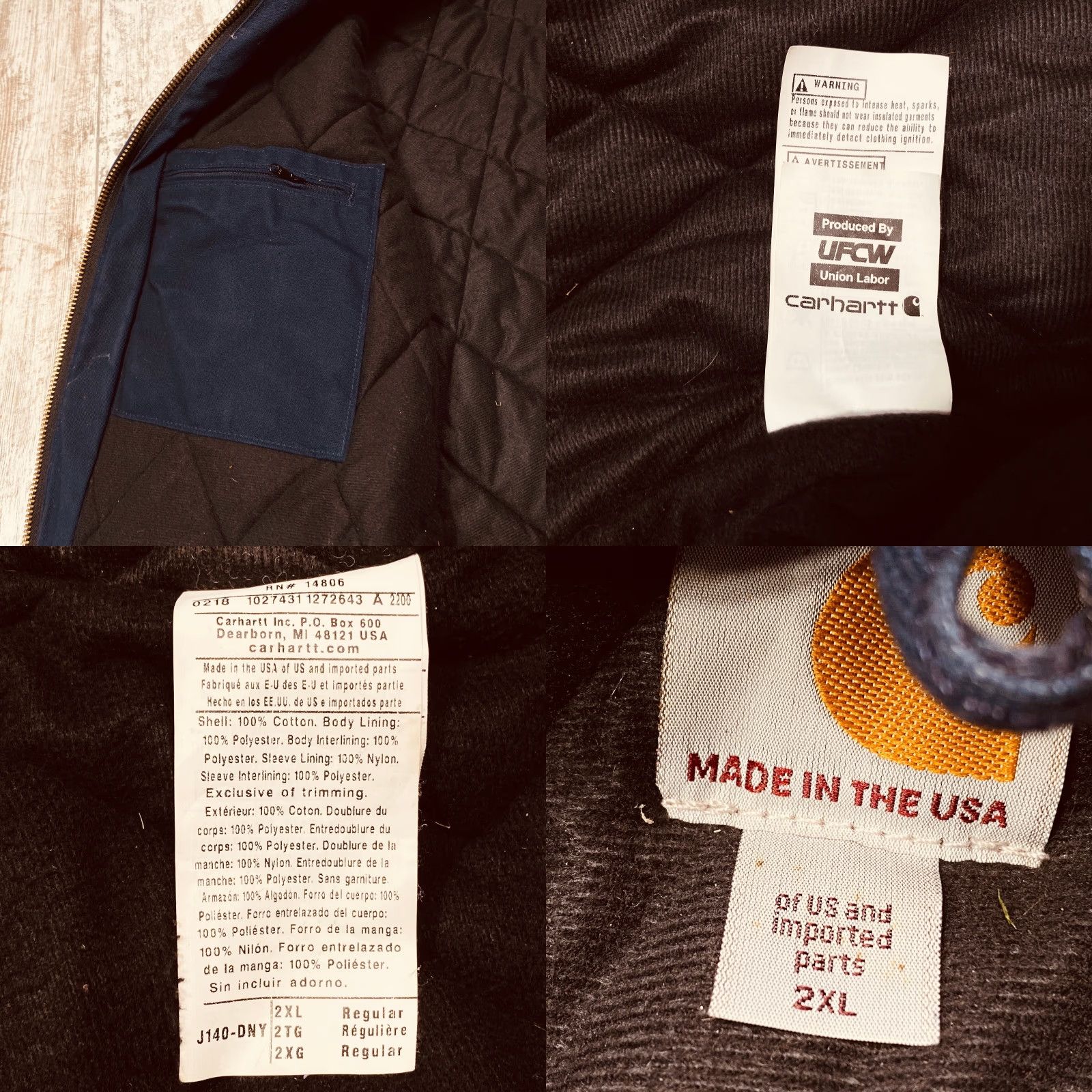 Carhartt VINTAGE Carhartt J140 DNY Quilt Lined Hooded Duck Jacket 2XL Navy Blue Workwear - 7461 Size US XXL / EU 58 / 5 - 9 Thumbnail
