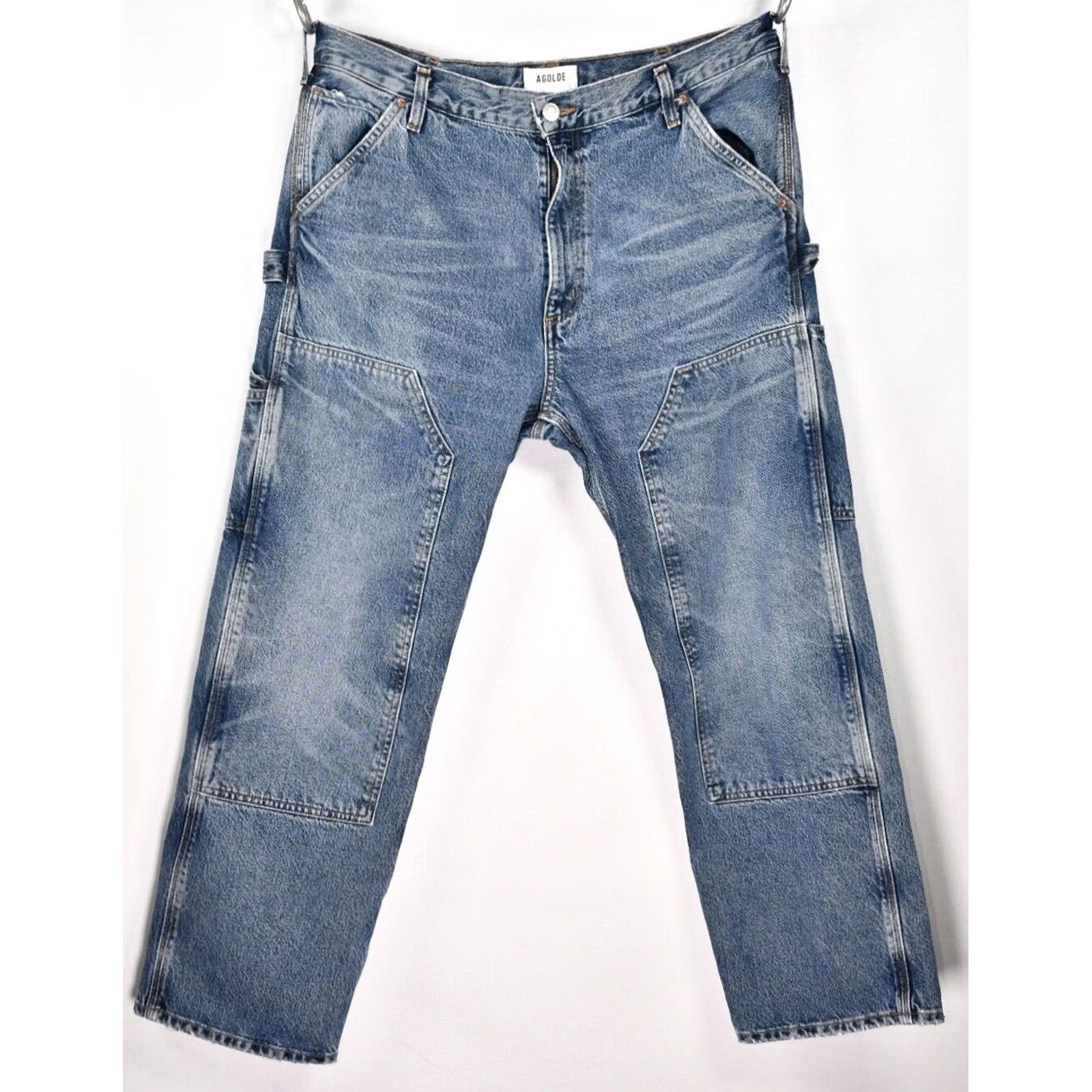 Agolde AGOLDE Rami Carpenter Mid-Rise Straight Jeans 32 Blue Denim Women Regular Size 32 Vintage No Size 24" / US 00 / IT 34 - 2 Thumbnail