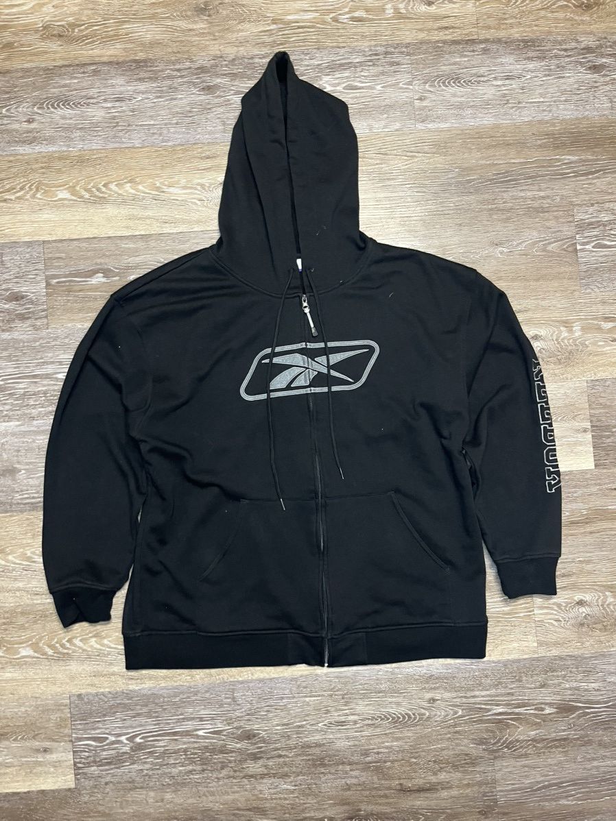 Reebok × Vintage Black & Grey Vintage Reebok Logo Zip Up Side Logo On Arm Size US L / EU 52-54 / 3 - 3 Thumbnail