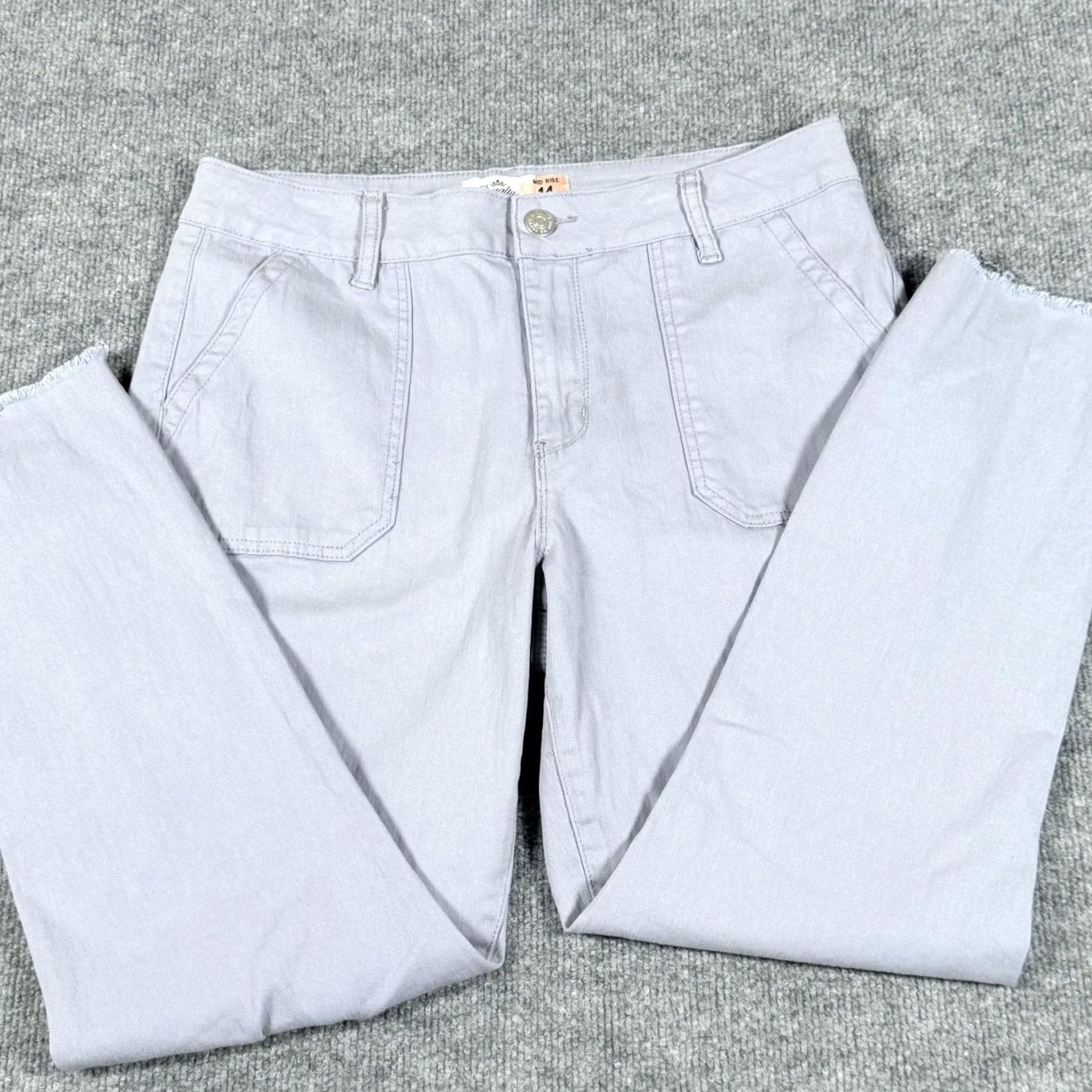 Vintage VINTAGE Royalty For Me Pants Womens 14 Pale Blue Mid Rise Stretch Distressed Hem Casual Pants Women Size 36" / US 14 / IT 50 - 4 Thumbnail