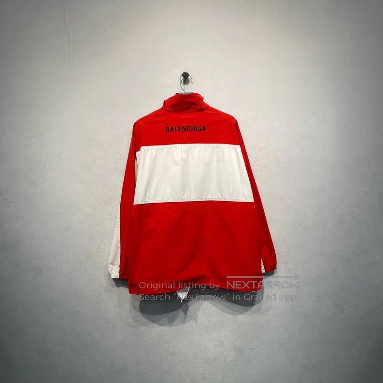 Balenciaga Balenciaga Red and White Patched Embroidered Logo Windbrea Size US S / EU 44-46 / 1 - 2 Thumbnail