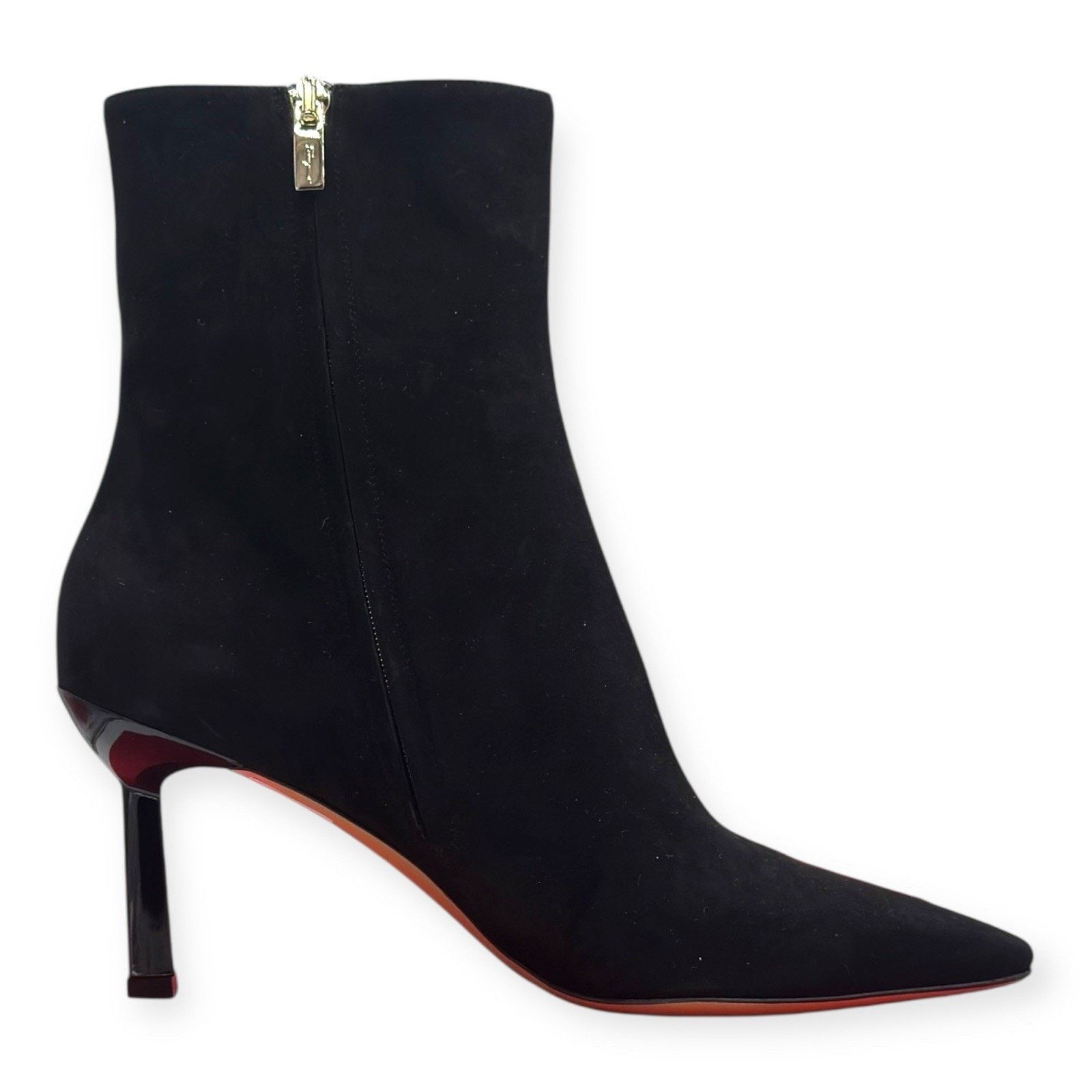 Black Suede Janna 70 Sculpted Heel Leather Heeled Boots 9.5