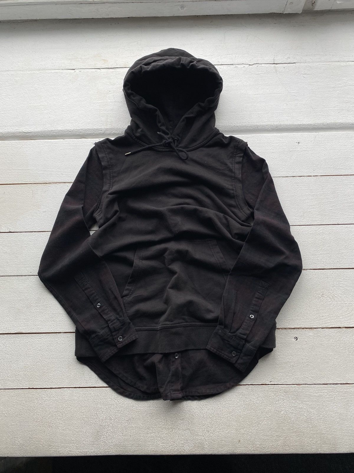 Diesel × Vintage 🔥PUNK DIESEL BLACK SUN FADED LONG HOODIE SMALL WOMENS Size S / US 4 / IT 40 - 1 Thumbnail