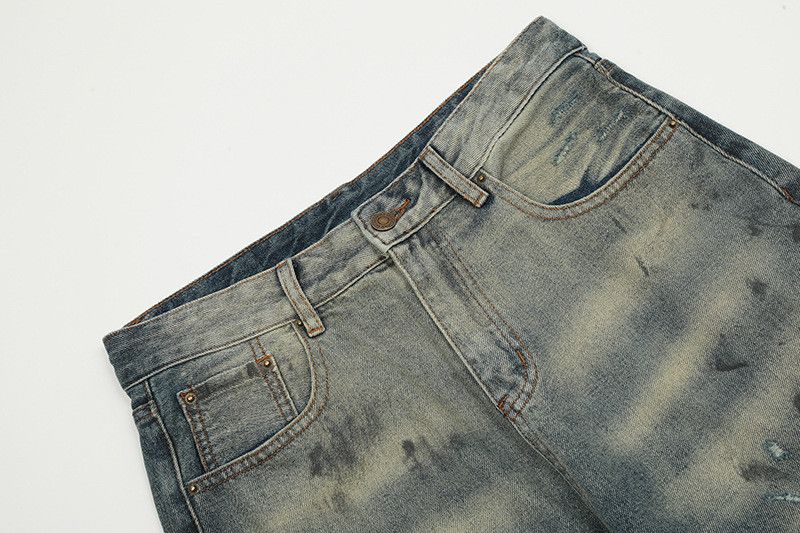 Vintage American retro inkjet washed distressed jeans for men Size US 32 / EU 48 - 3 Thumbnail