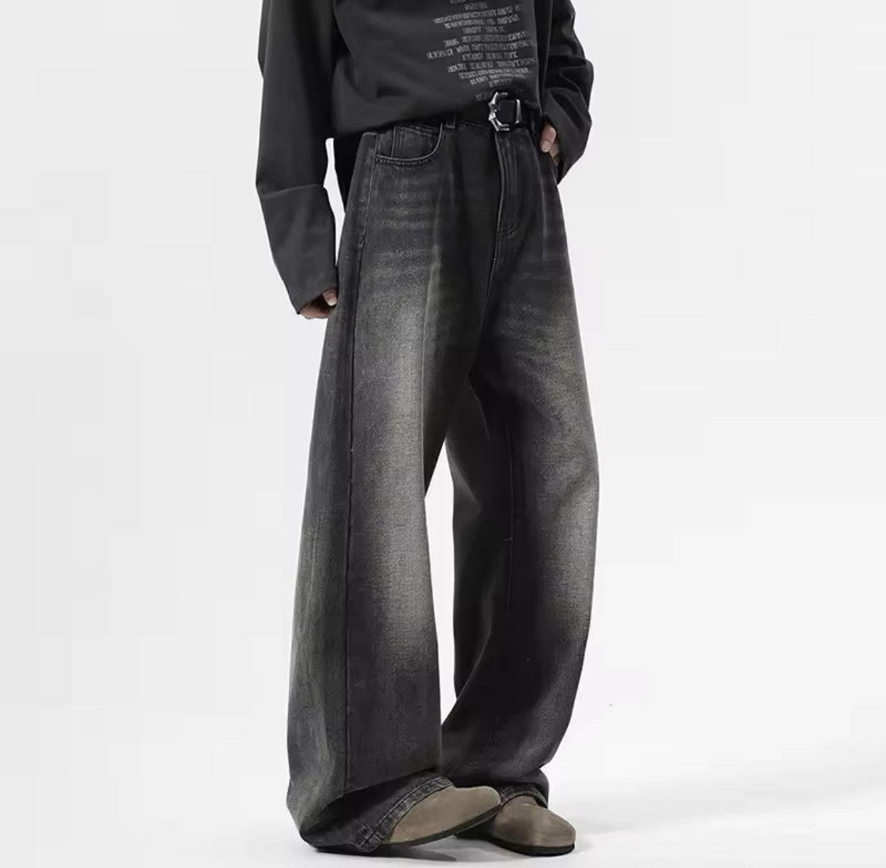 Japanese Brand × Jean Black Baggy Washed Denim Jeans Size US 33 - 3 Thumbnail