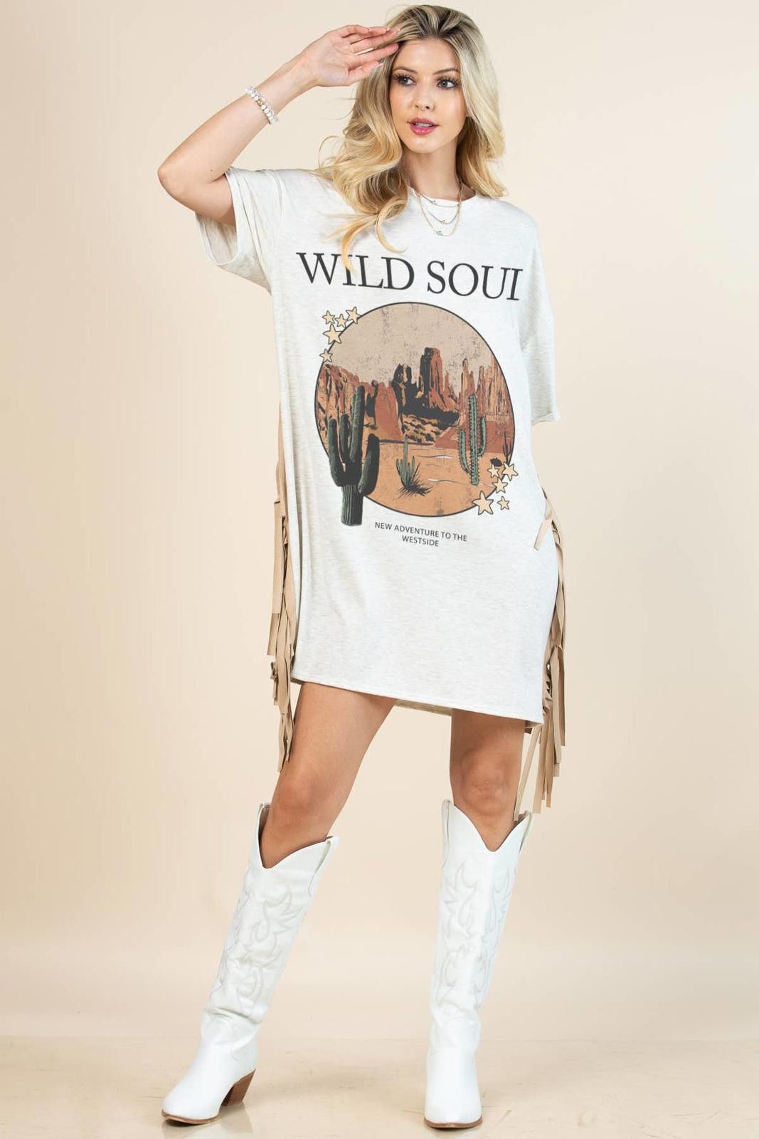 Other Gaia Western Wild Soul Print T Shirt Dress Size M / US 6-8 / IT 42-44 - 2 Thumbnail