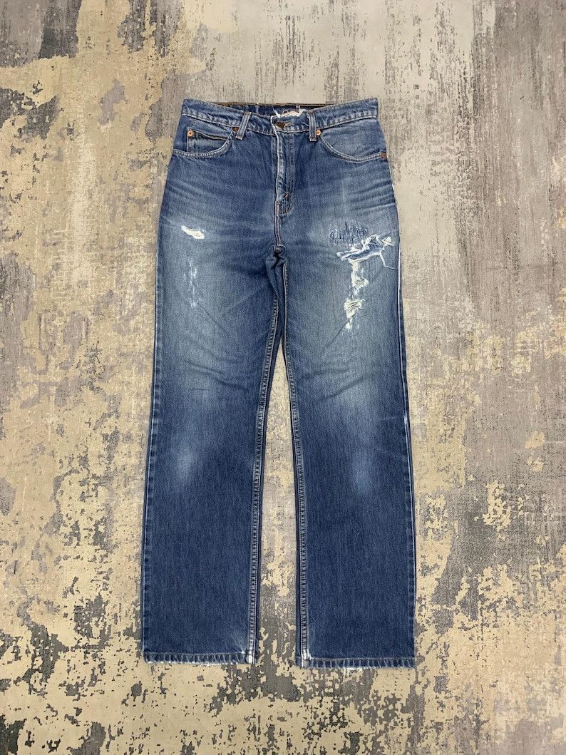 Levi's Vintage LEVIS 605 Orange Tab Distressed Jeans Ghost Pocket Size US 31 - 1 Thumbnail