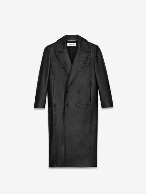 Saint Laurent Paris $10.5K VALUE Long double-breasted coat in lambskin Size S / US 4 / IT 40 - 1 Thumbnail