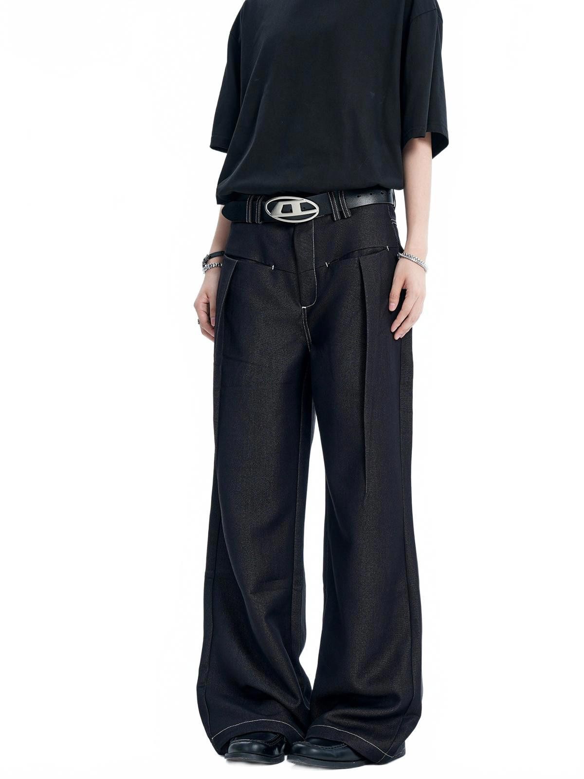 Japanese Brand Black Wide Leg Denim Jeans, Loose Fit Casual Pants Size US 32 / EU 48 - 3 Thumbnail