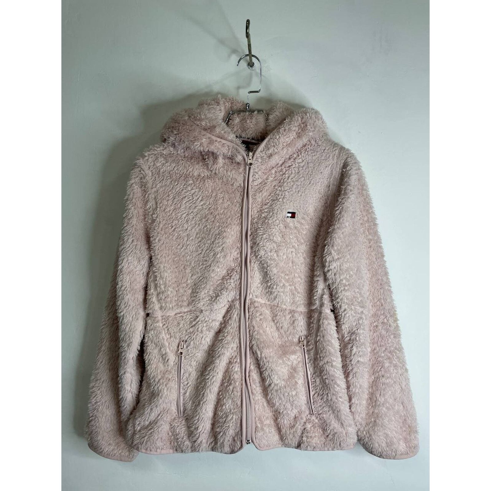Tommy Hilfiger Vintage Tommy Hilfiger Fuzzy Hooded ZipUp Jacket Pink Size M Size M / US 6-8 / IT 42-44 - 1 Thumbnail