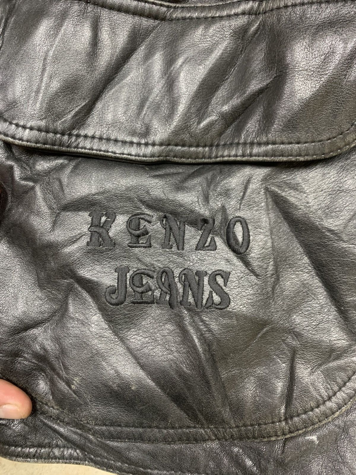 Kenzo Kenzo Jeans Vintage Distressed Leather Jacket Size US XL / EU 56 / 4 - 7 Thumbnail