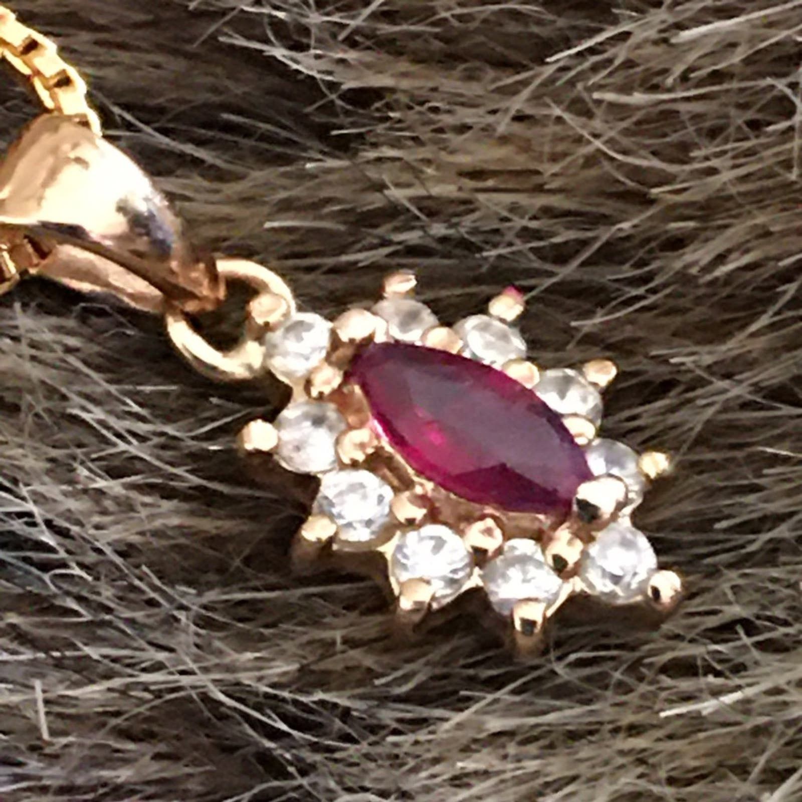 image of Vintage Gold Vermeil Ruby And Diamond Pendant in Red, Women's
