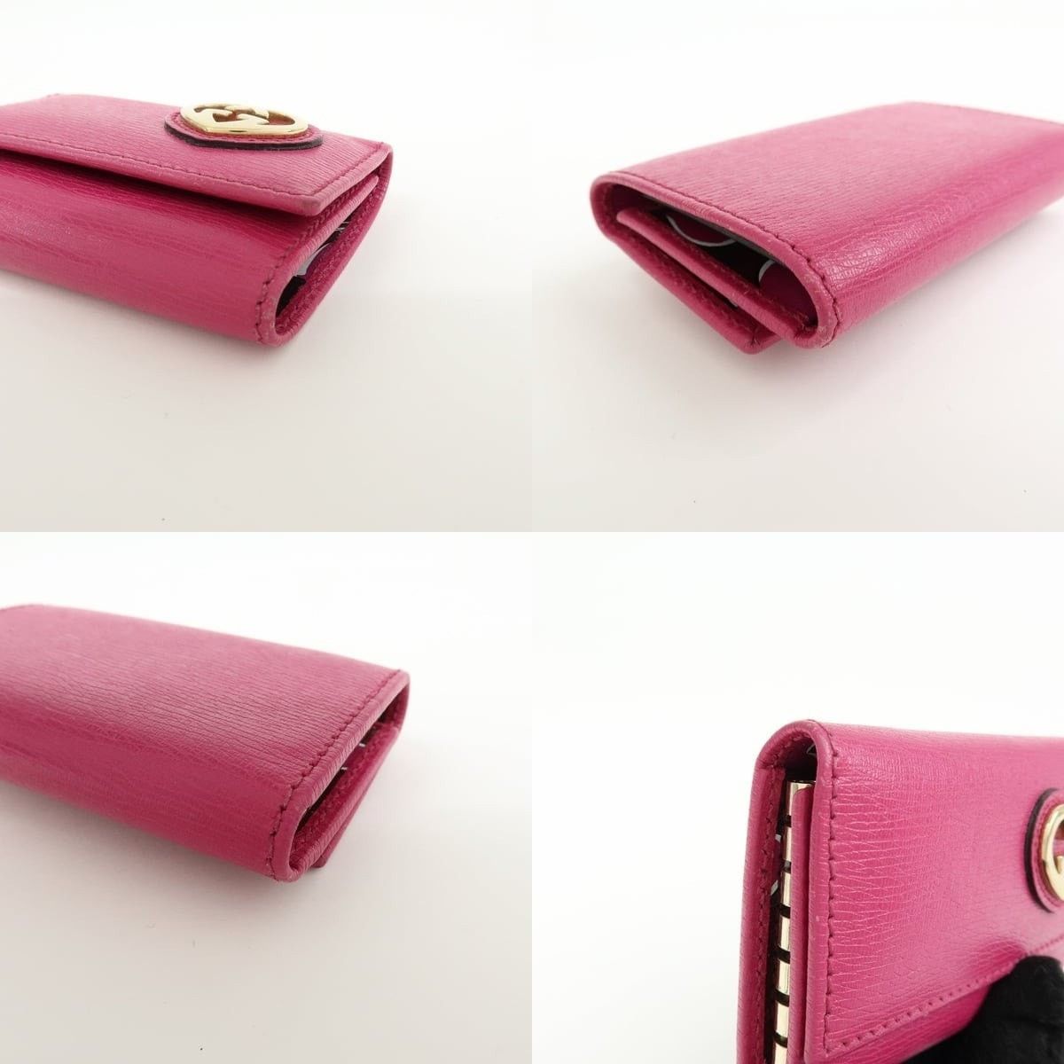 Gucci Gucci Lovely Heart Interlocking G Leather Key Holder Pink Size ONE SIZE - 4 Thumbnail