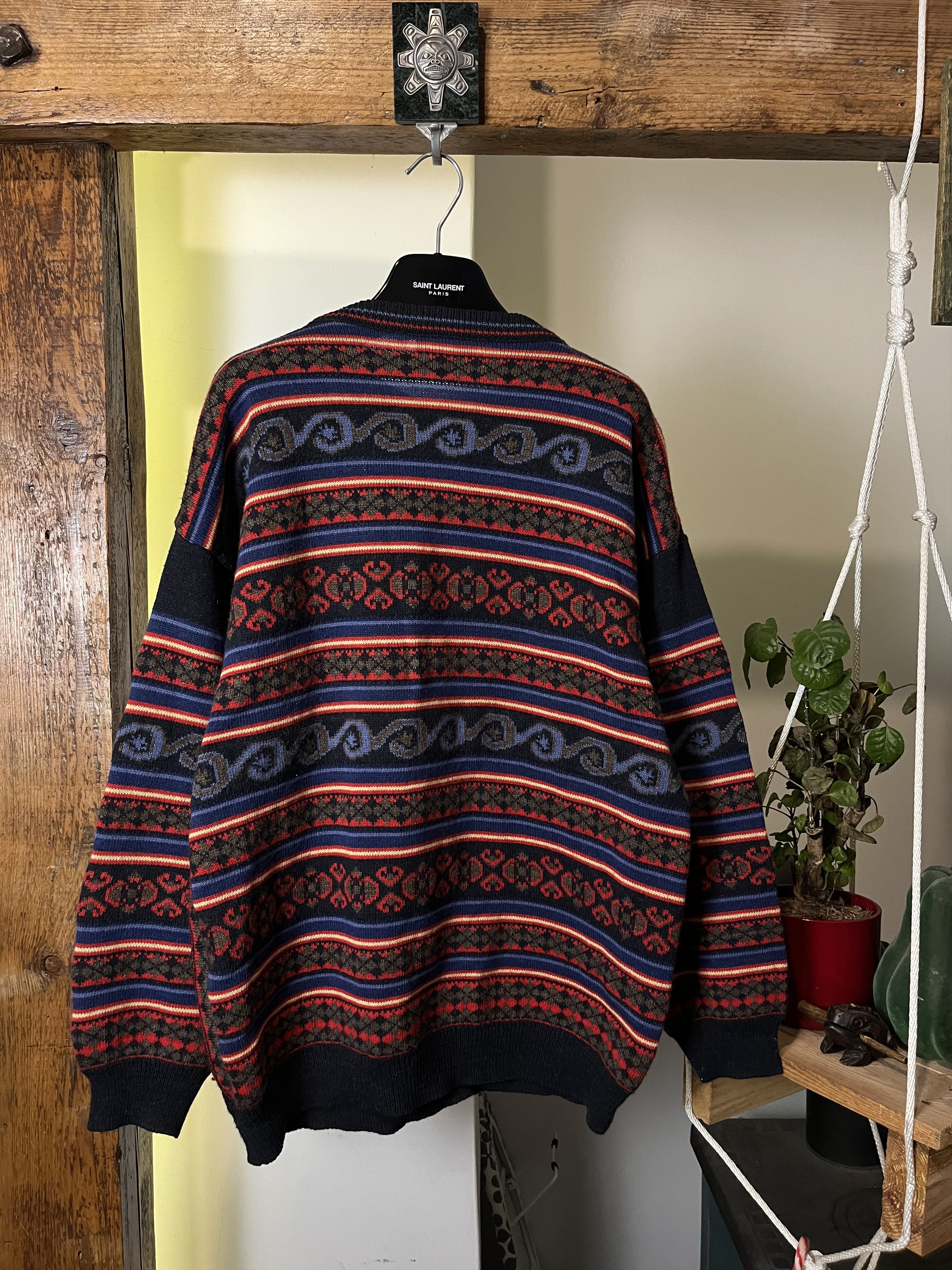 Coogi × Vintage Vintage 90s Coloured Cable Coogi Style Knit Wool Alpaca Size US L / EU 52-54 / 3 - 2 Thumbnail
