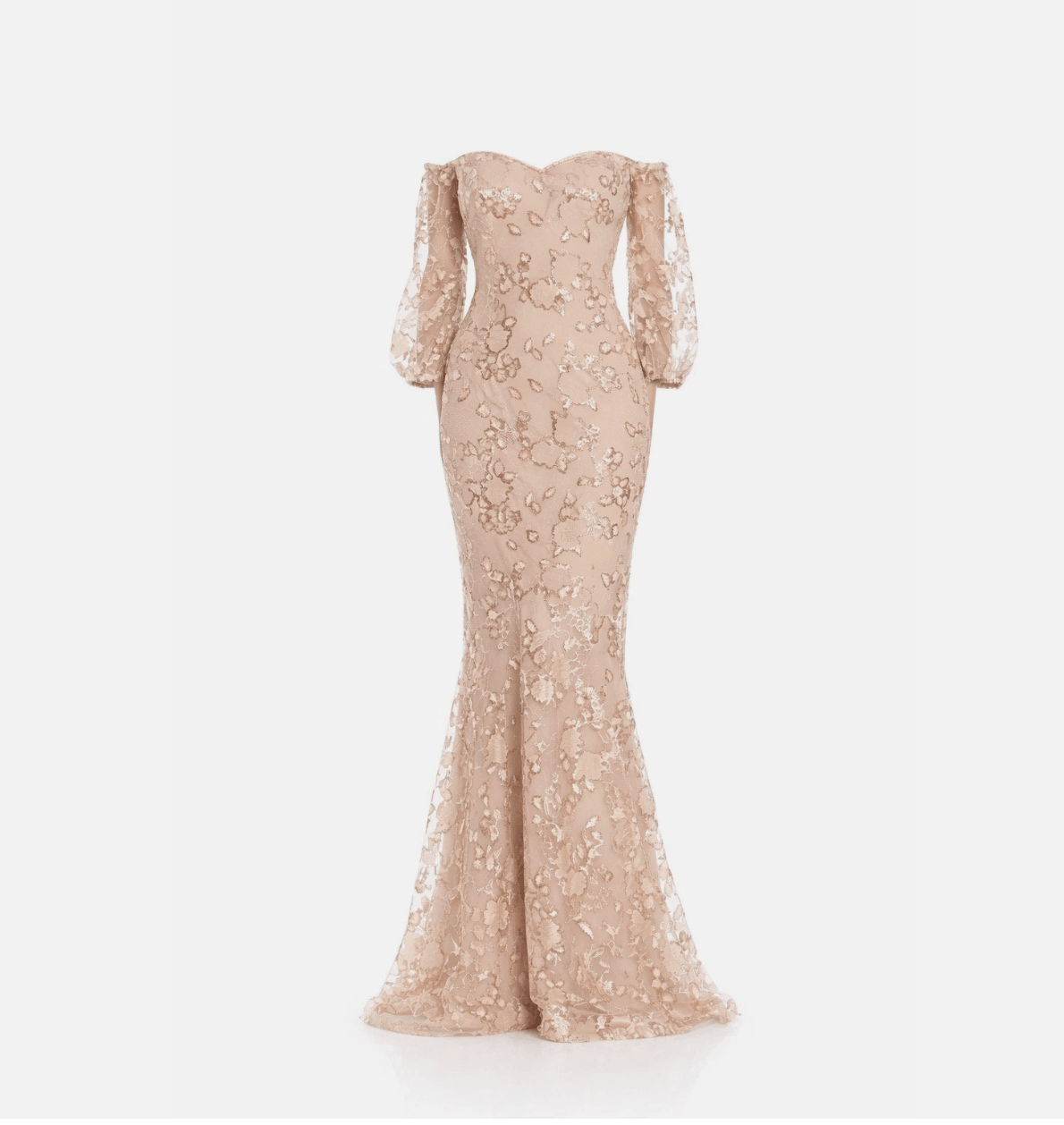 Other Teri Jon Rose Gold Floral Embroidered Sequined Gown Size L / US 10 / IT 46 - 2 Thumbnail