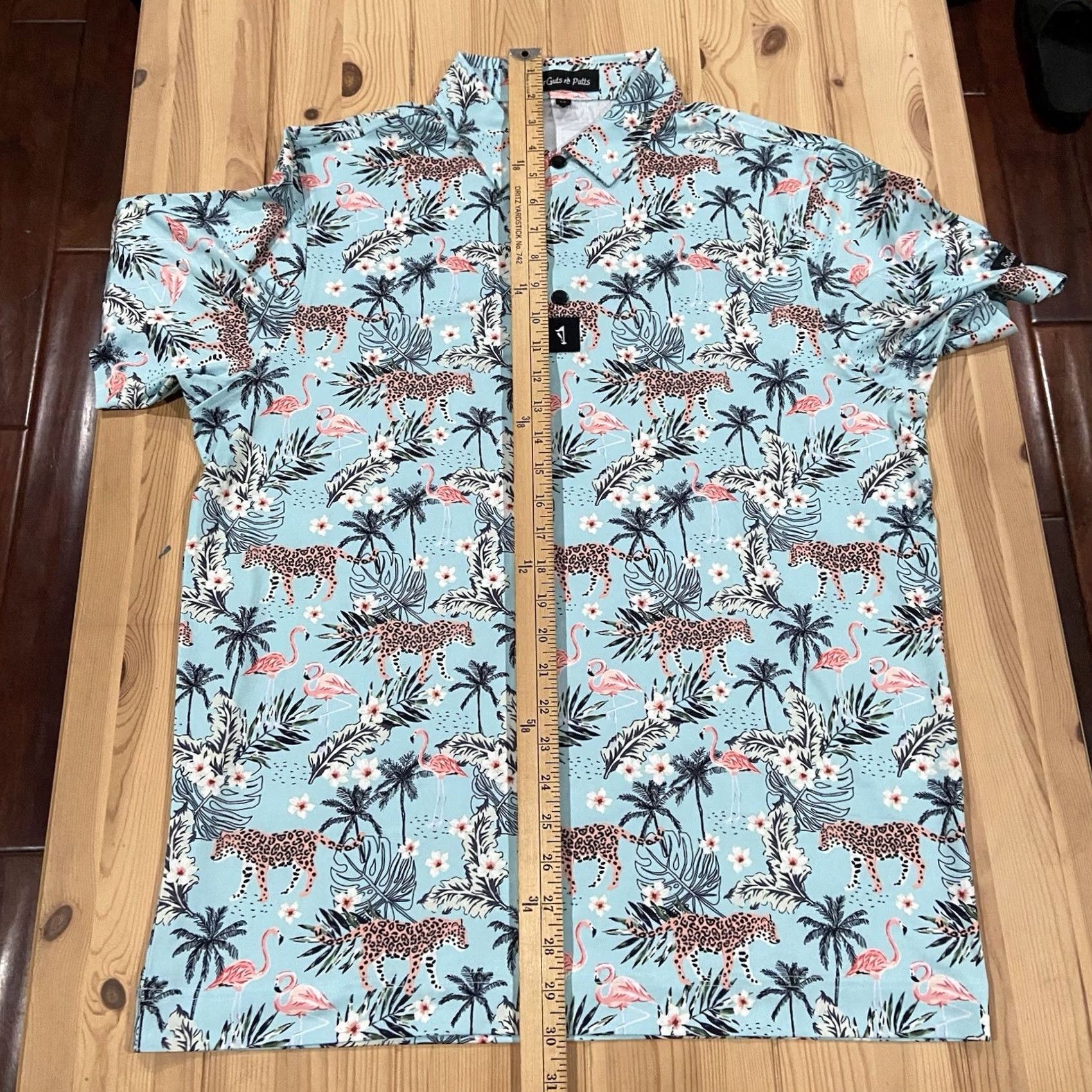 Vintage Beerguts n Putts Funny Golf Shirt Medium Blue Flamingo Jungle Print Polo Men Size US M / EU 48-50 / 2 - 5 Thumbnail
