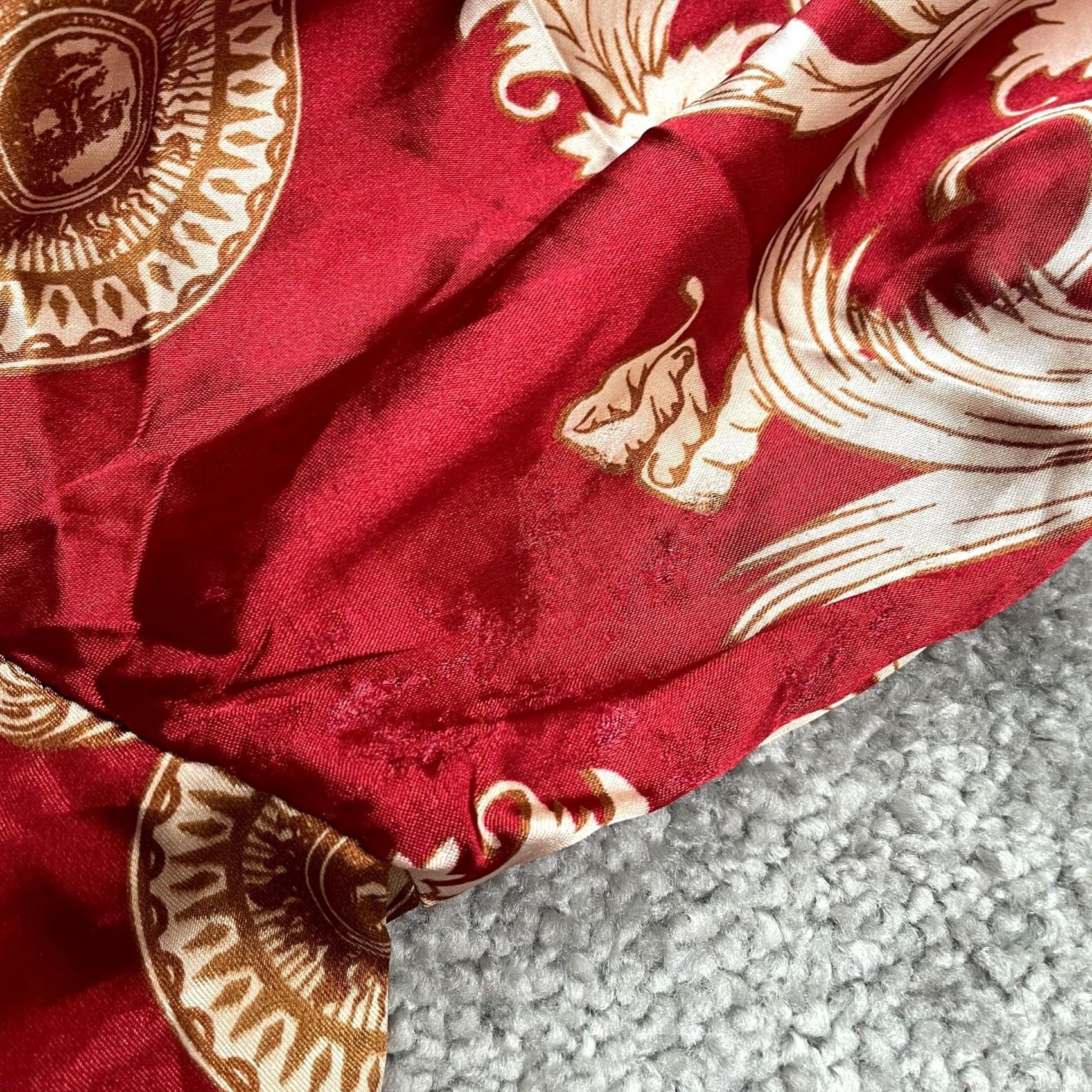 Vintage Unbranded Satin Open Front Kimono Robe Womens XXXL Red Floral Sleeve Long Red Gold Pattern Vintage: No Size ONE SIZE - 7 Thumbnail