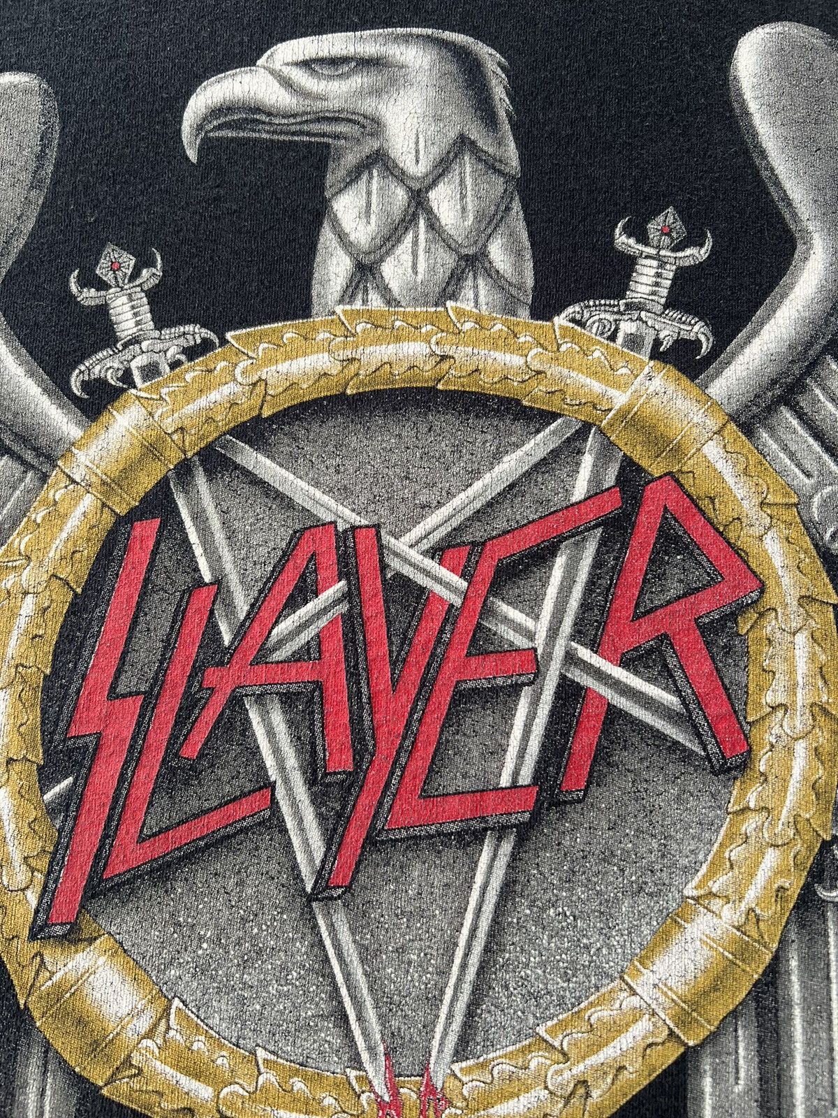 Band Tees Vintage 2003 Slayer Eagle Metal Band Black T-shirt Size US L / EU 52-54 / 3 - 6 Thumbnail