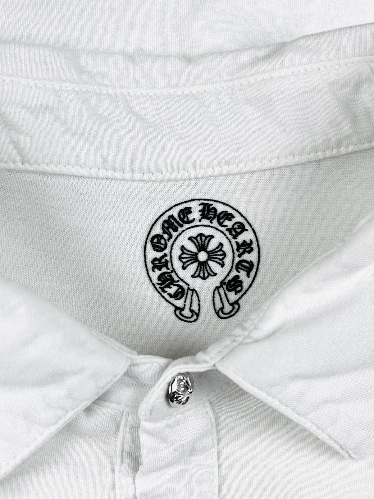 Chrome Hearts Chrome Hearts Vintage Silver Button Horseshoe Polo Tshirt Size US L / EU 52-54 / 3 - 5 Thumbnail