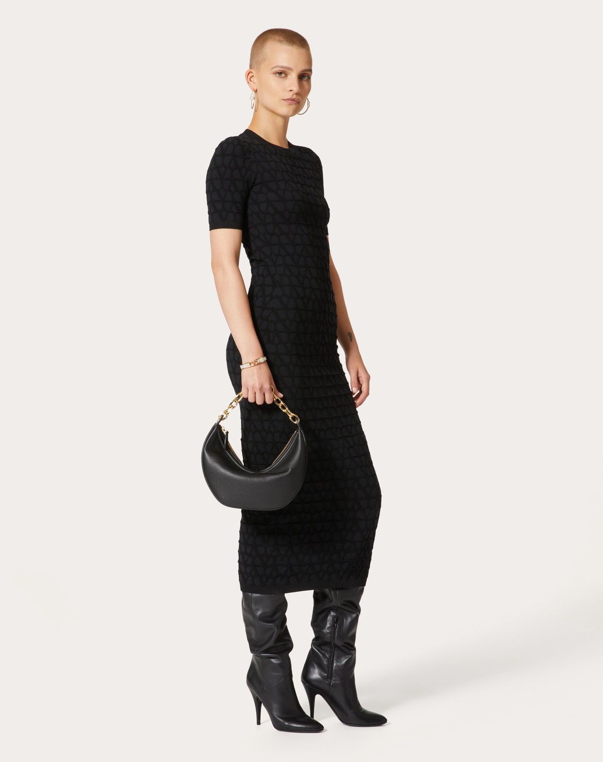 Valentino o1s1wg110525 Toile Iconographe Stretched Dress in Black Size S / US 4 / IT 40 - 2 Thumbnail