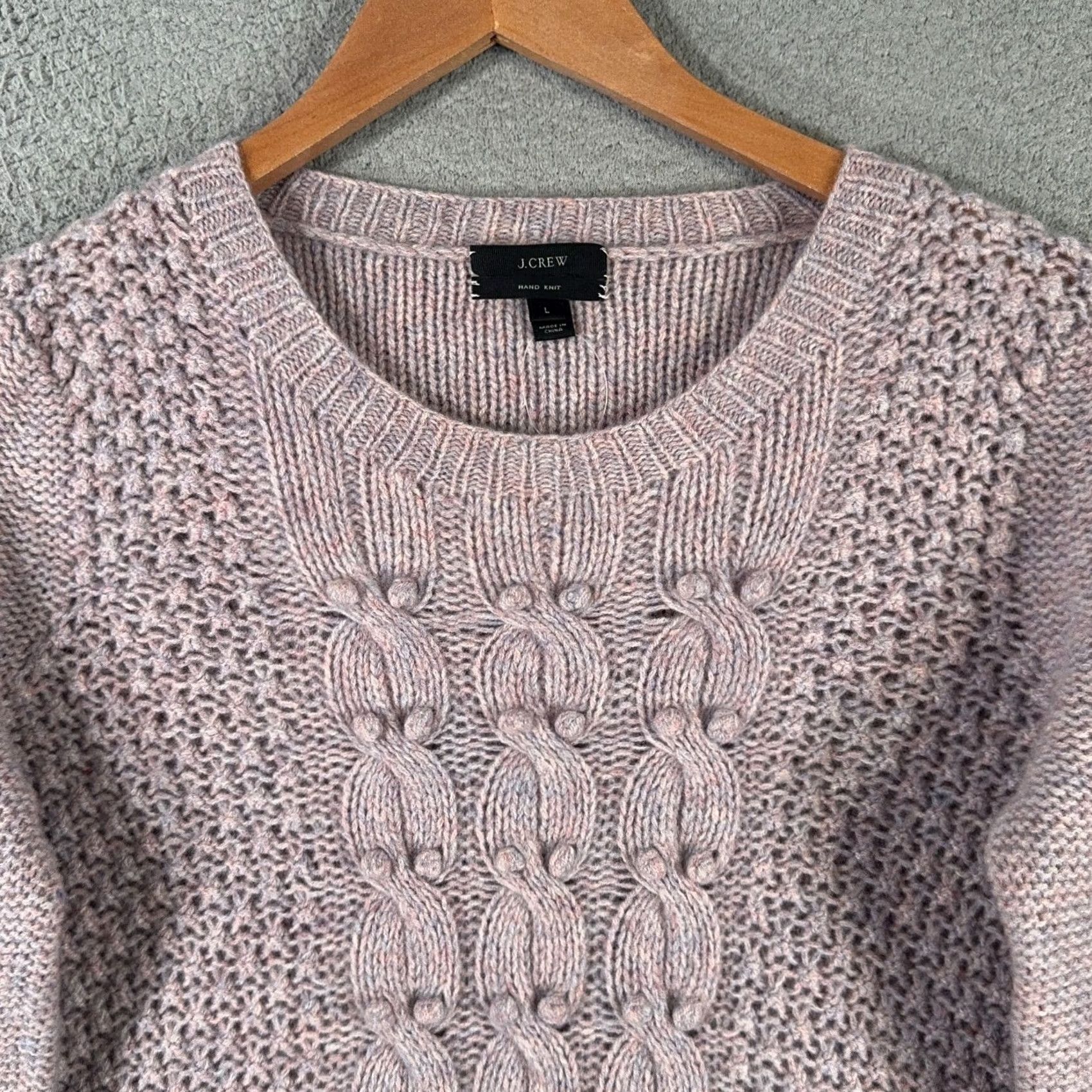 J.Crew J.CREW Pullover Sweater Womens L Cable-Knit Wool Round Neck Purple Pink Bohemian Colorful Designer Lightweight Size L / US 10 / IT 46 - 4 Thumbnail
