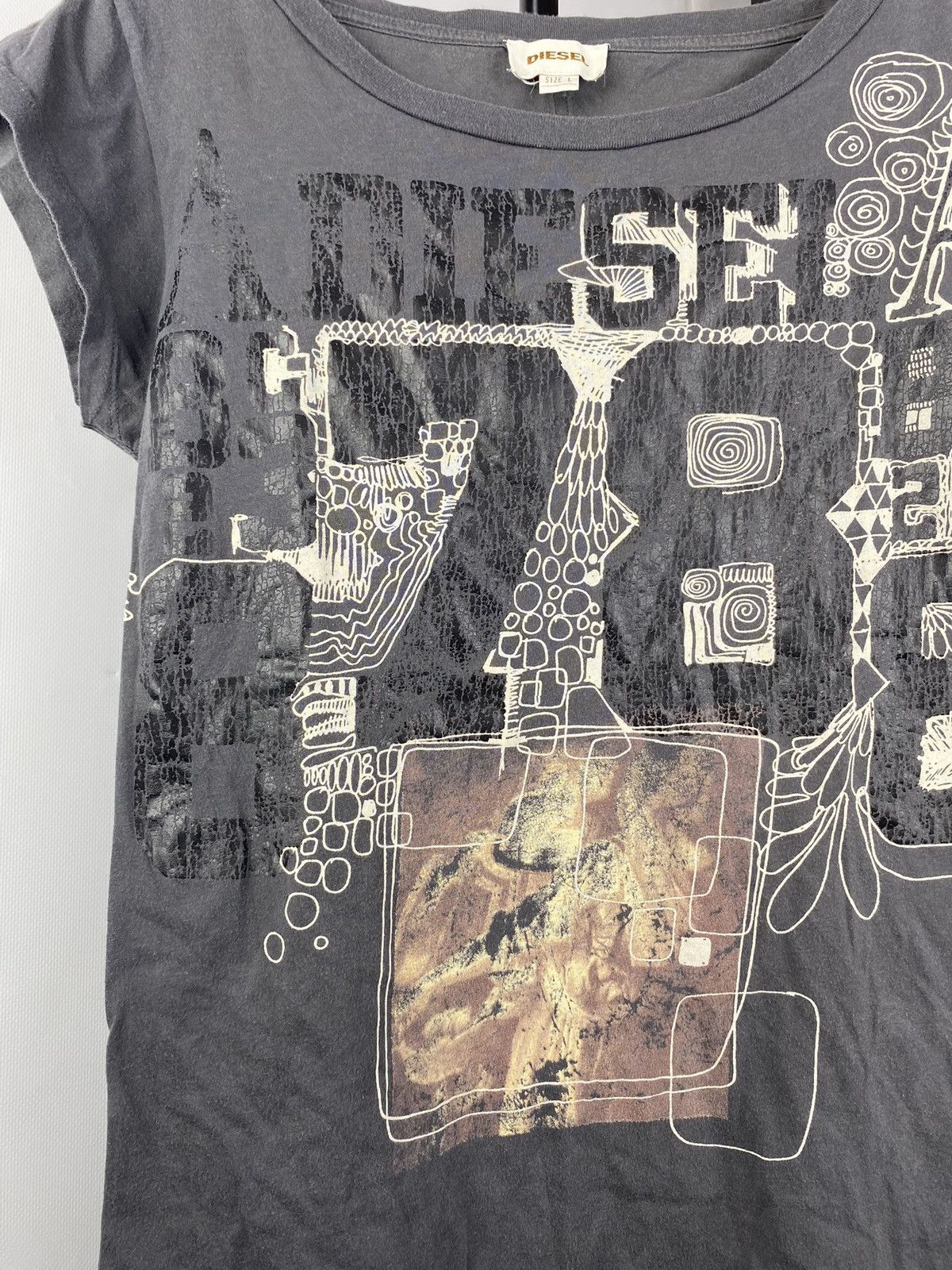 Diesel × Japanese Brand 🔥90s Diesel Punk Opium Avant Garde Gray Top Shirt L Gothic Size L / US 10 / IT 46 - 4 Thumbnail