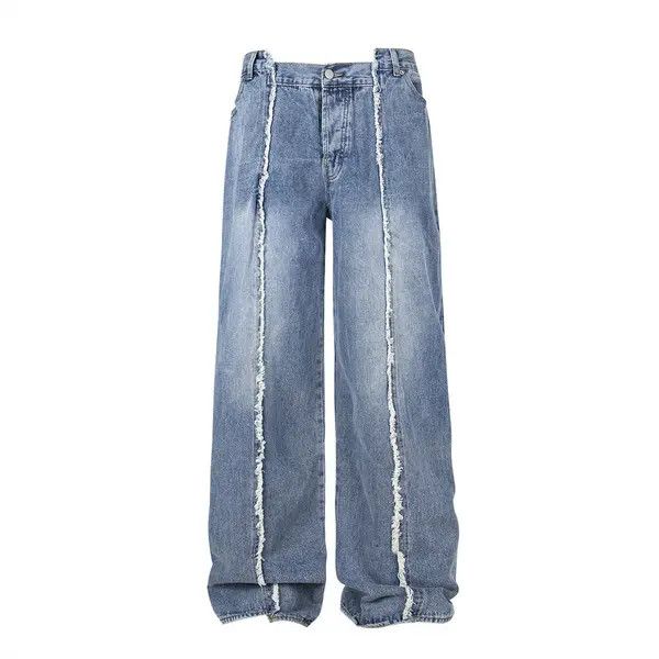 Japanese Brand VIBE Men's trendy raw edge stitching gradient washed jeans Size US 32 / EU 48 - 1 Thumbnail