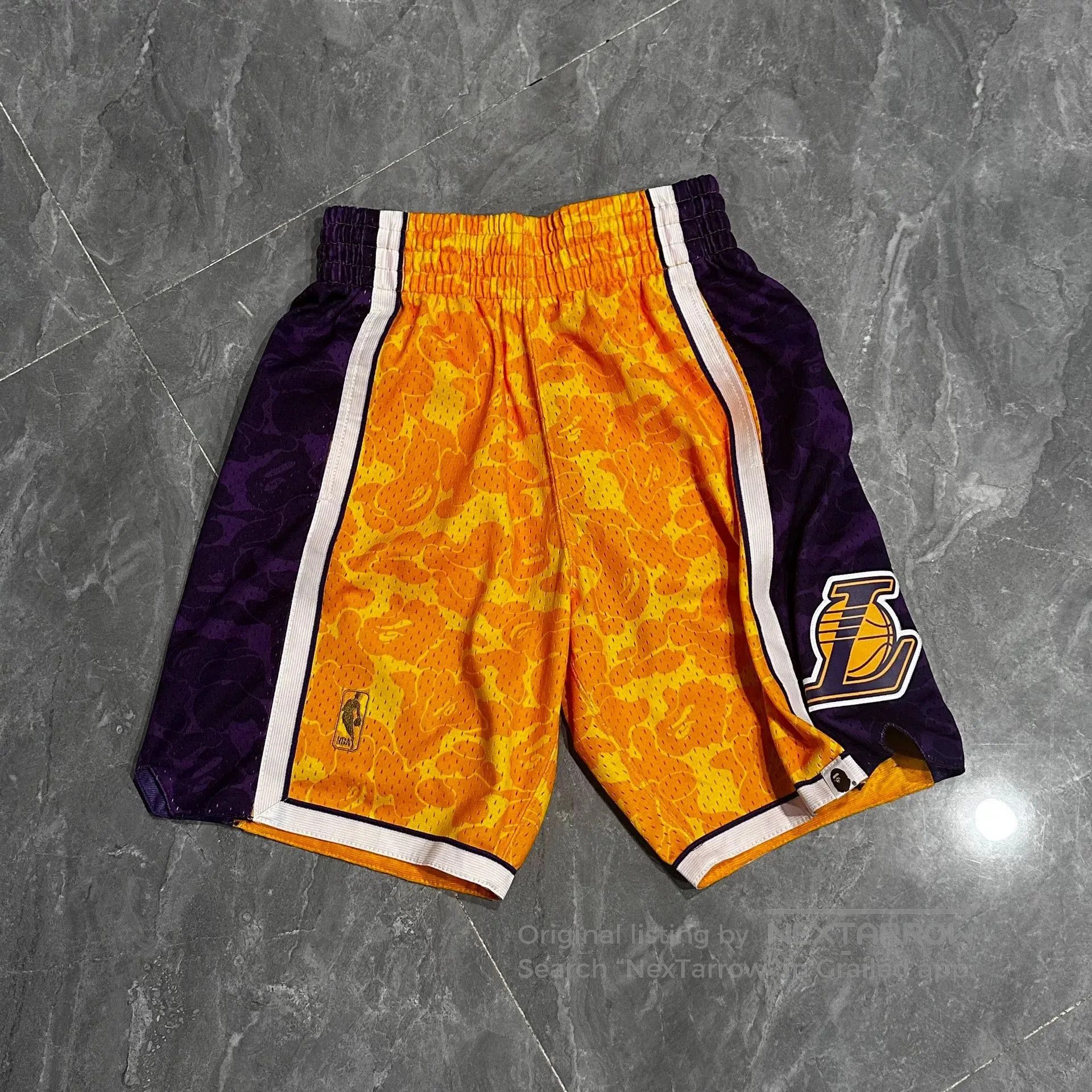 Bape Bape Mitchell Ness Lakers Graffiti Shorts. Size US 26 / EU 42 - 1 Thumbnail